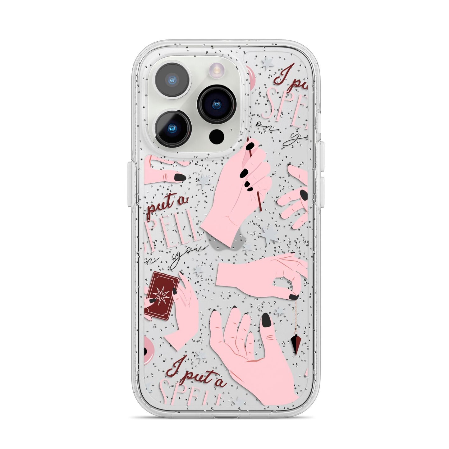 Witches Hands and Tarot Cards iPhone 14 Pro Glitter Tough Case Silver