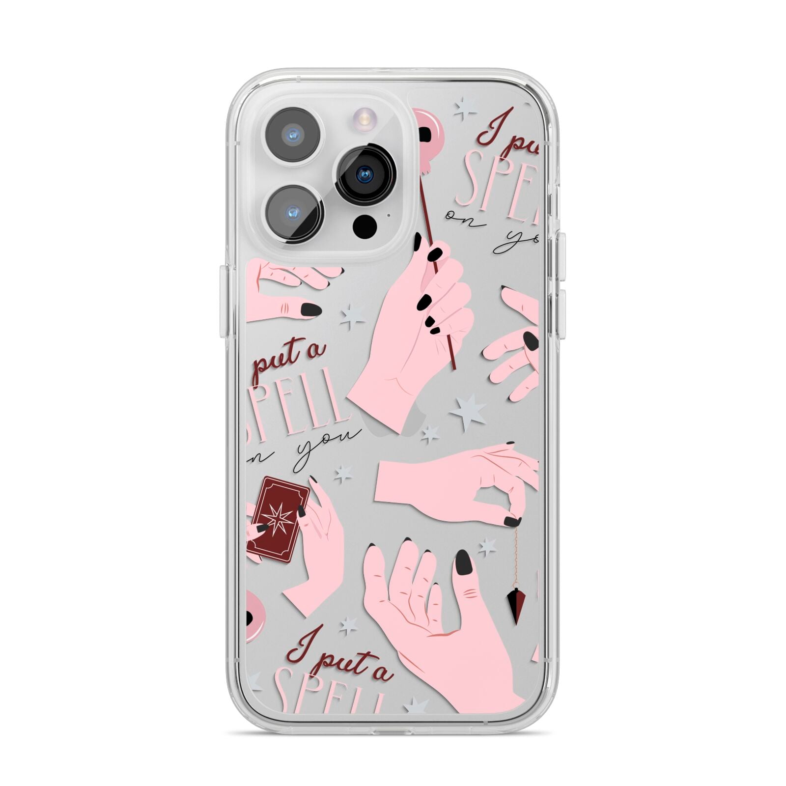 Witches Hands and Tarot Cards iPhone 14 Pro Max Clear Tough Case Silver