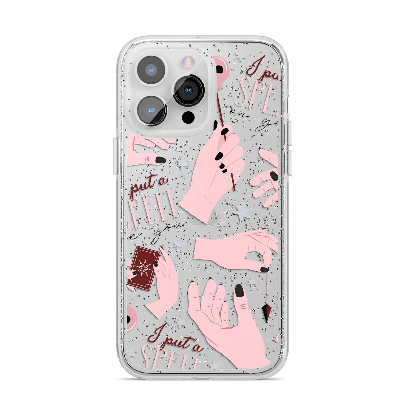 Witches Hands and Tarot Cards iPhone 14 Pro Max Glitter Tough Case Silver