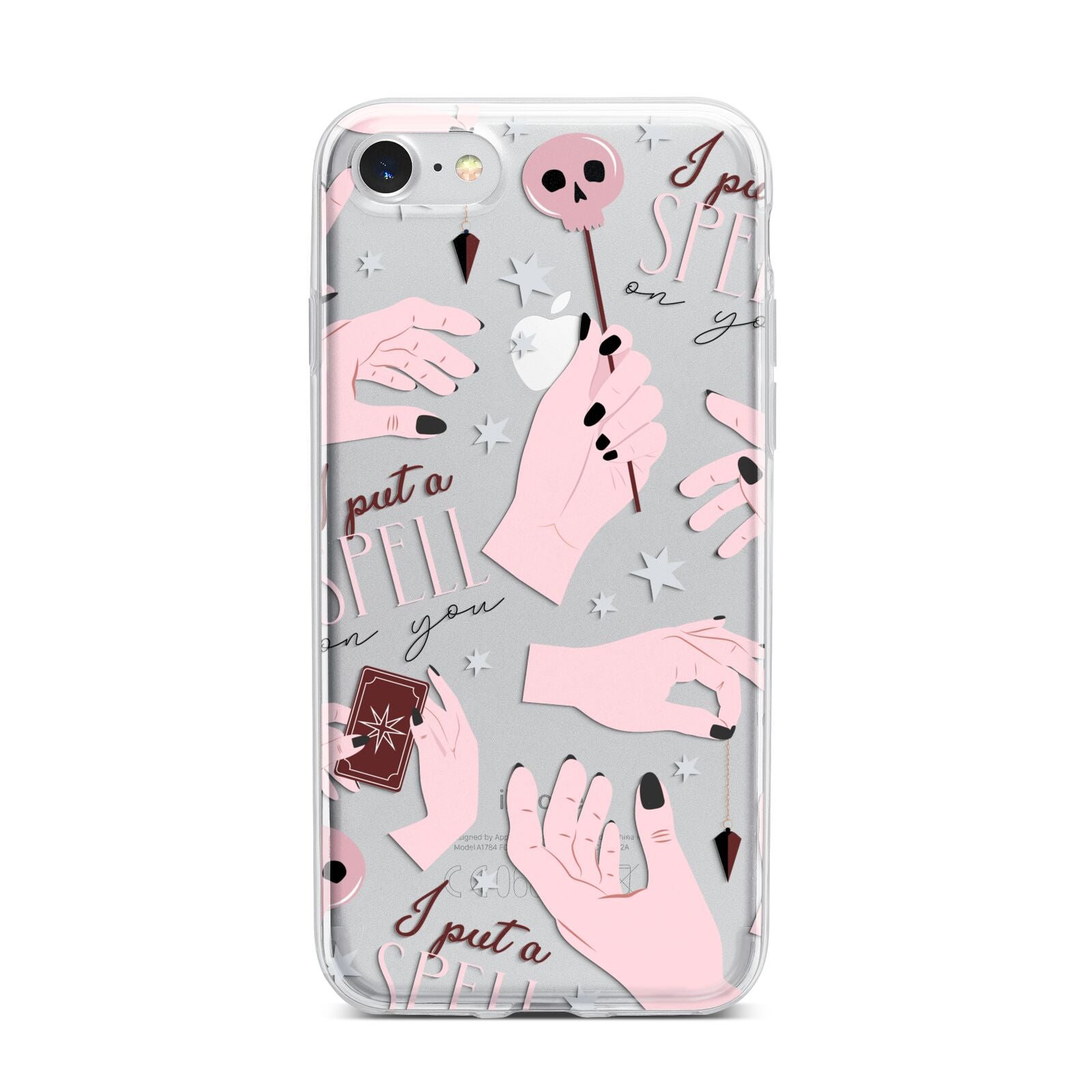 Witches Hands and Tarot Cards iPhone 7 Bumper Case on Silver iPhone