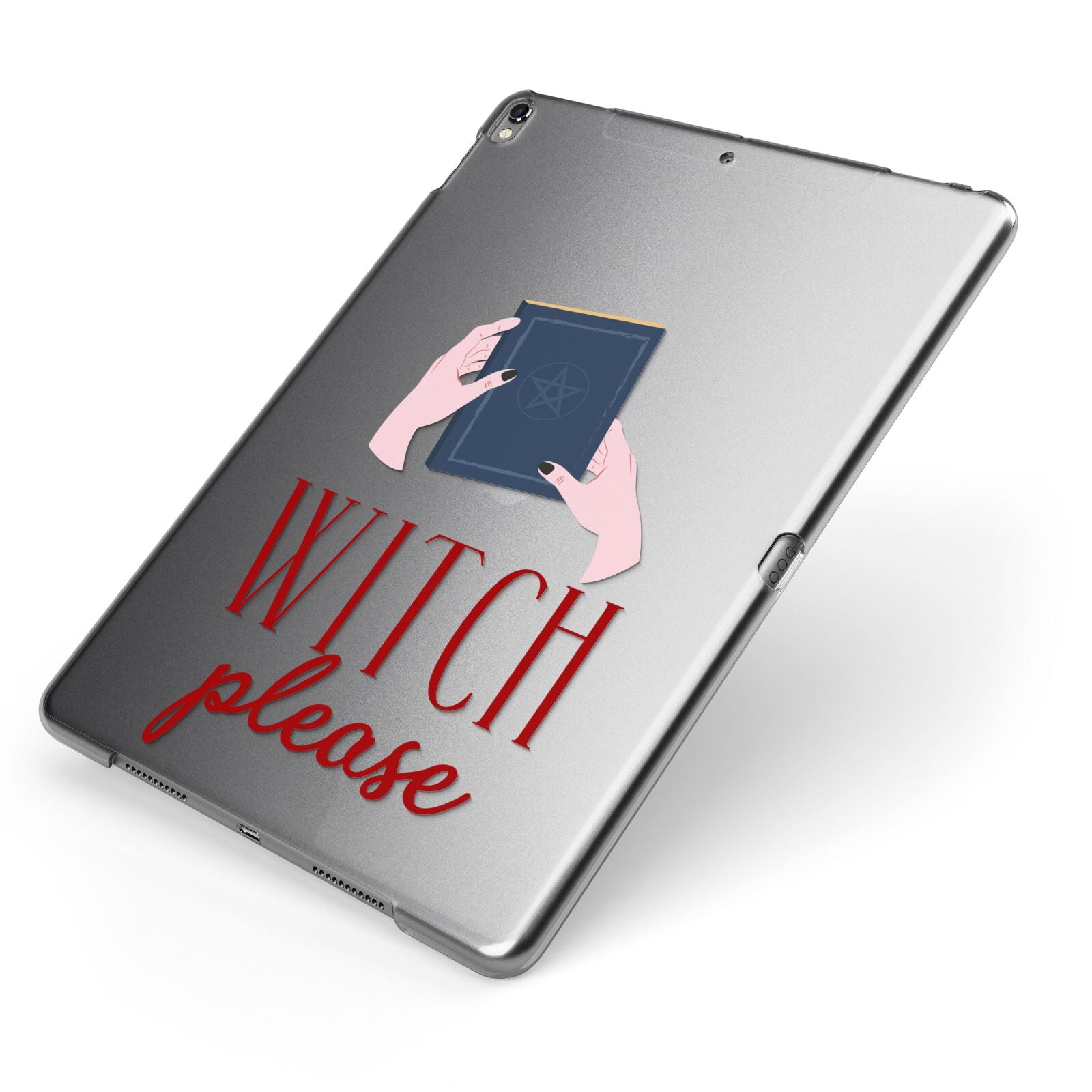 Witty Witch Illustration Apple iPad Case on Grey iPad Side View