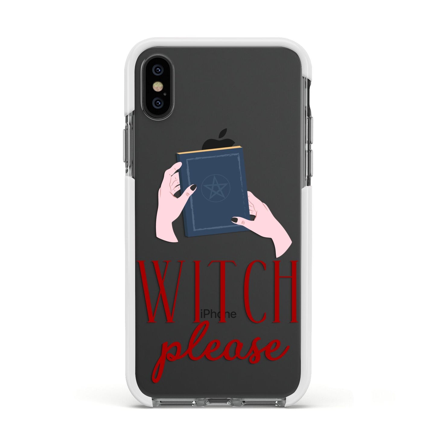 Witty Witch Illustration Apple iPhone Xs Impact Case White Edge on Black Phone