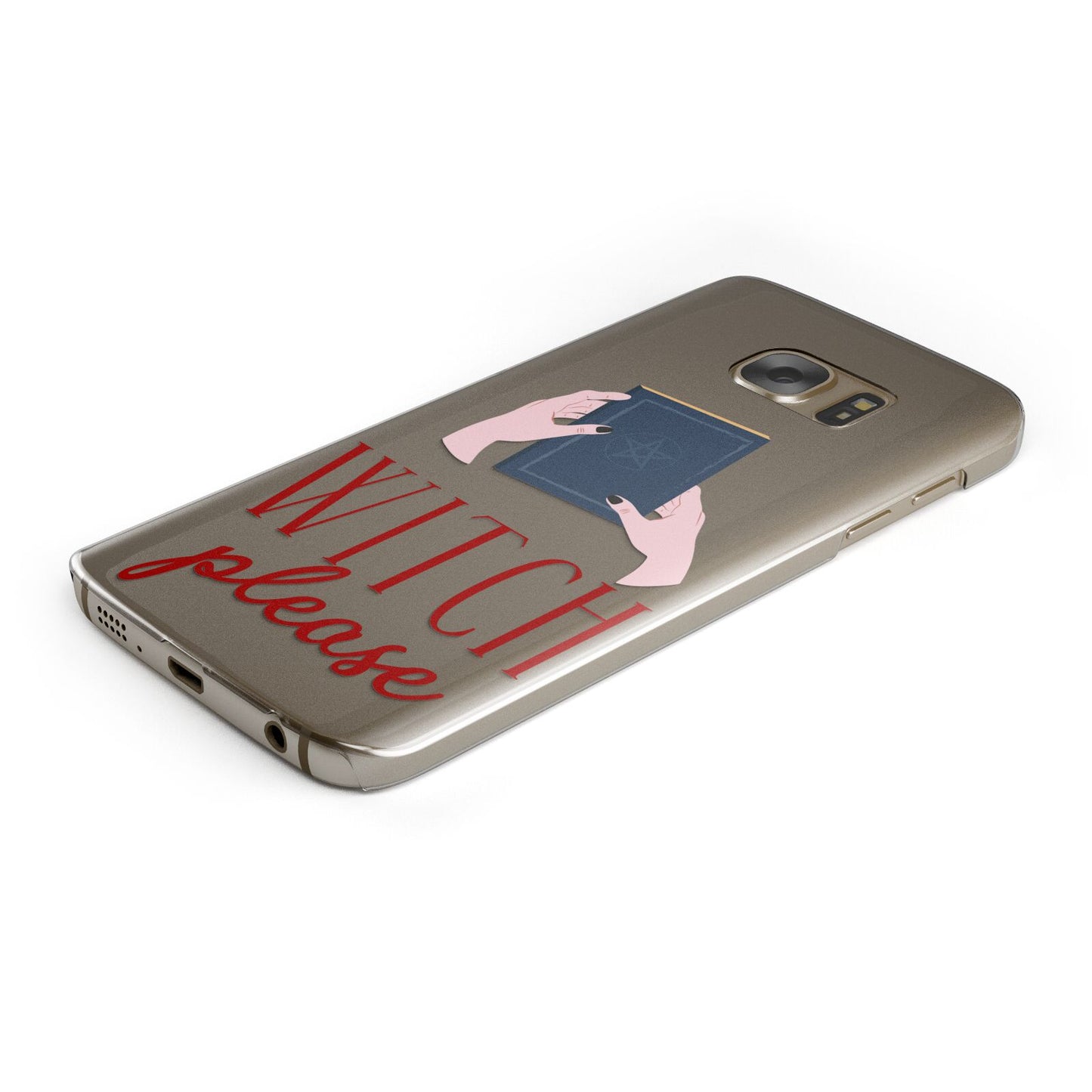 Witty Witch Illustration Protective Samsung Galaxy Case Angled Image