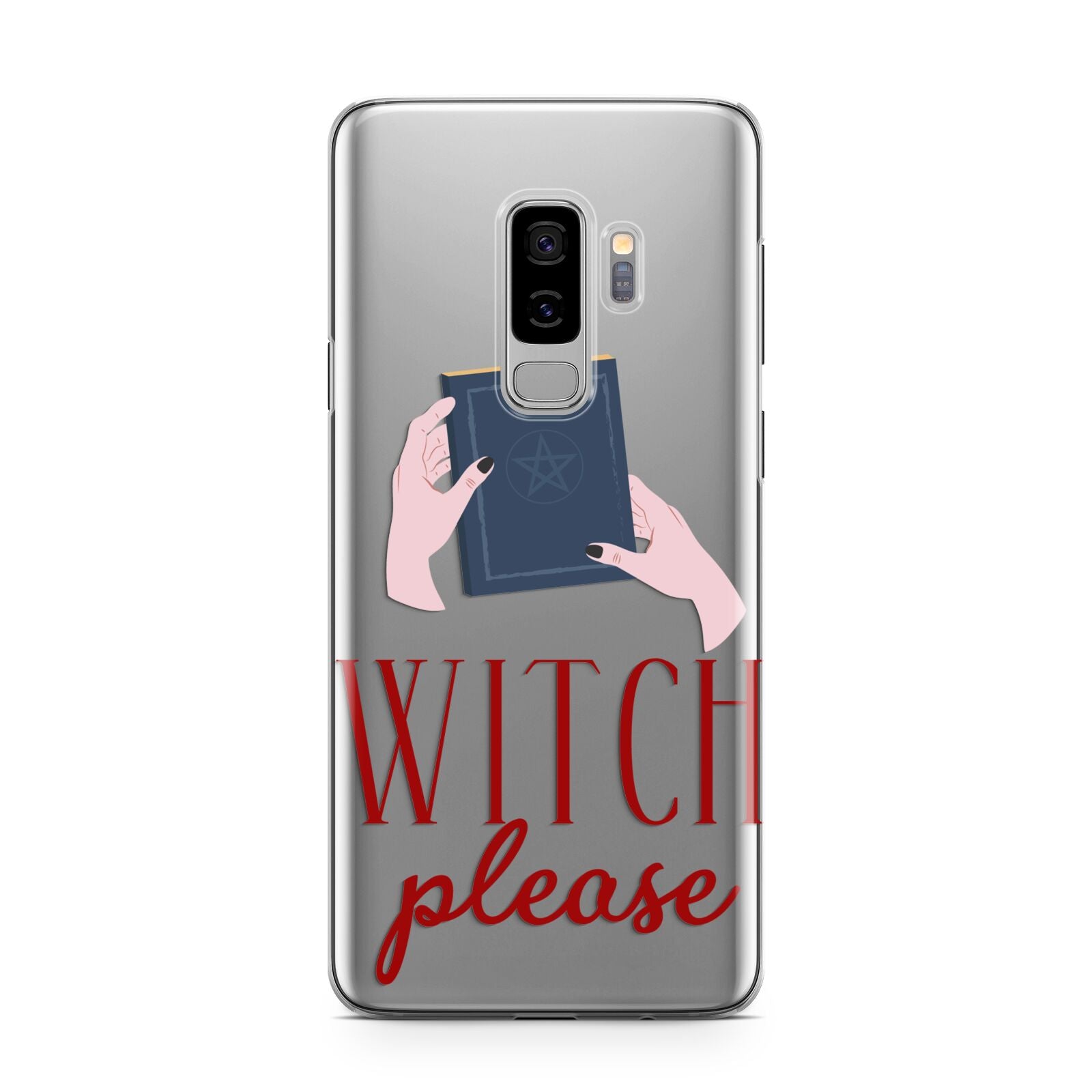 Witty Witch Illustration Samsung Galaxy S9 Plus Case on Silver phone