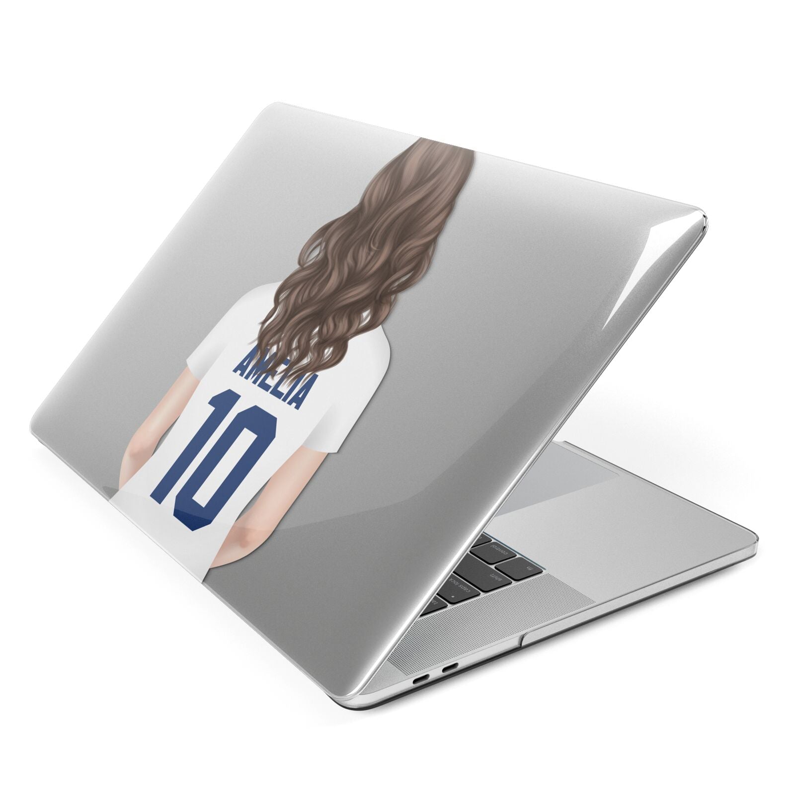 Womens Footballer Personalised Apple MacBook Case Side View