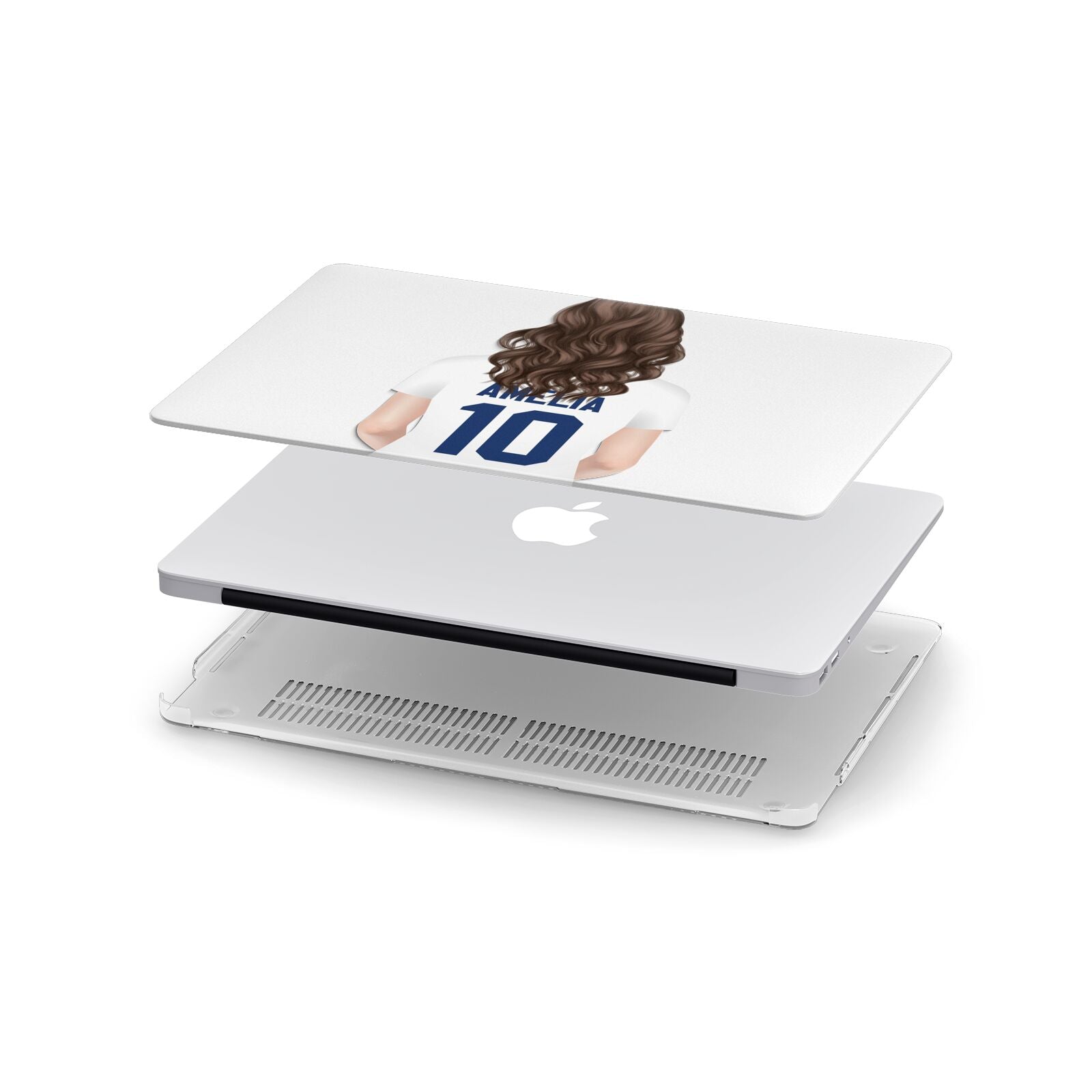 Womens Footballer Personalised Apple MacBook Case in Detail