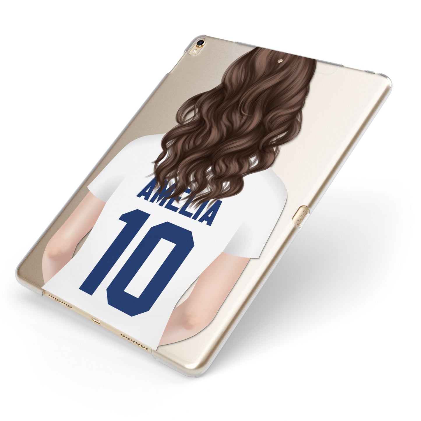 Womens Footballer Personalised Apple iPad Case on Gold iPad Side View