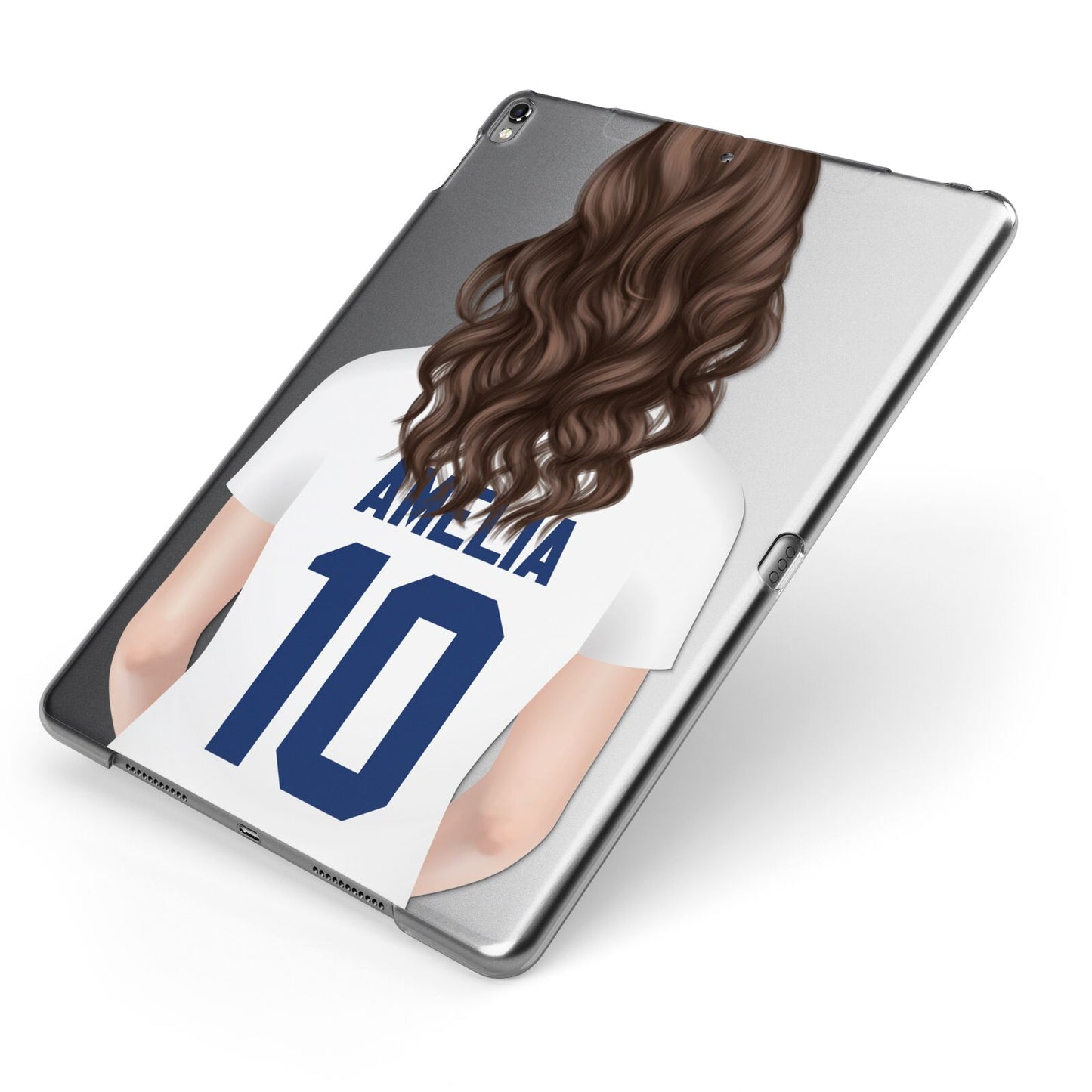 Womens Footballer Personalised Apple iPad Case on Grey iPad Side View