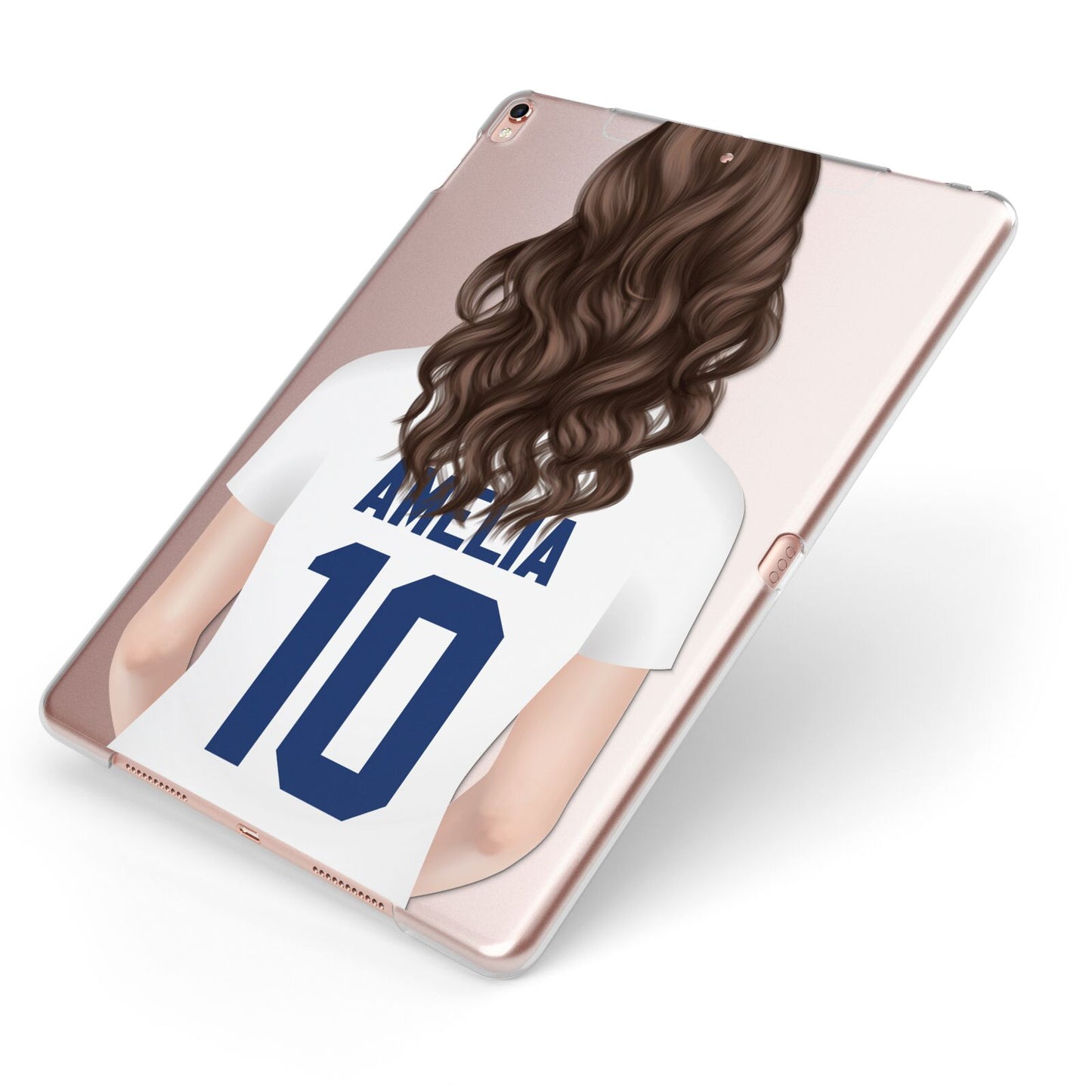 Womens Footballer Personalised Apple iPad Case on Rose Gold iPad Side View