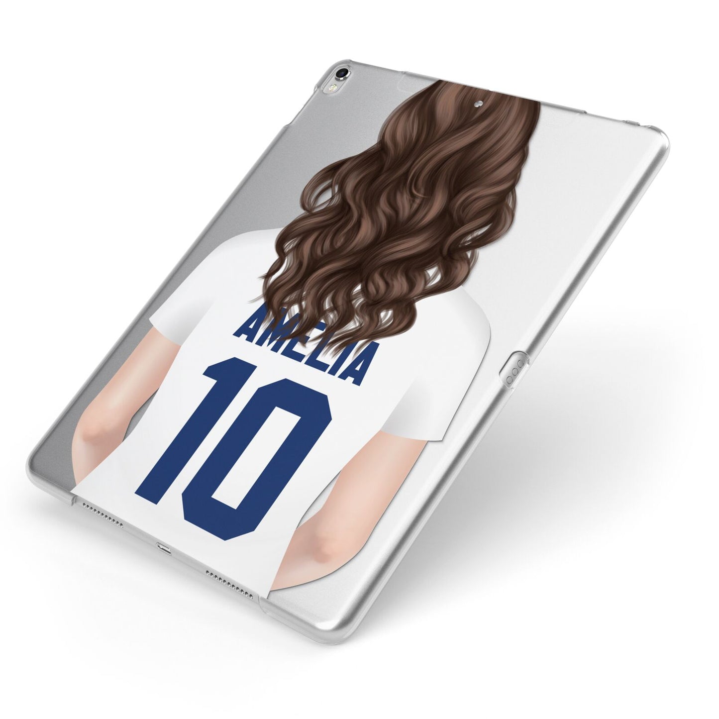 Womens Footballer Personalised Apple iPad Case on Silver iPad Side View