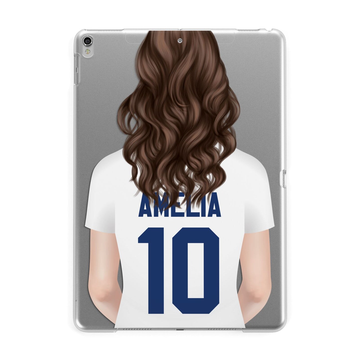 Womens Footballer Personalised Apple iPad Silver Case