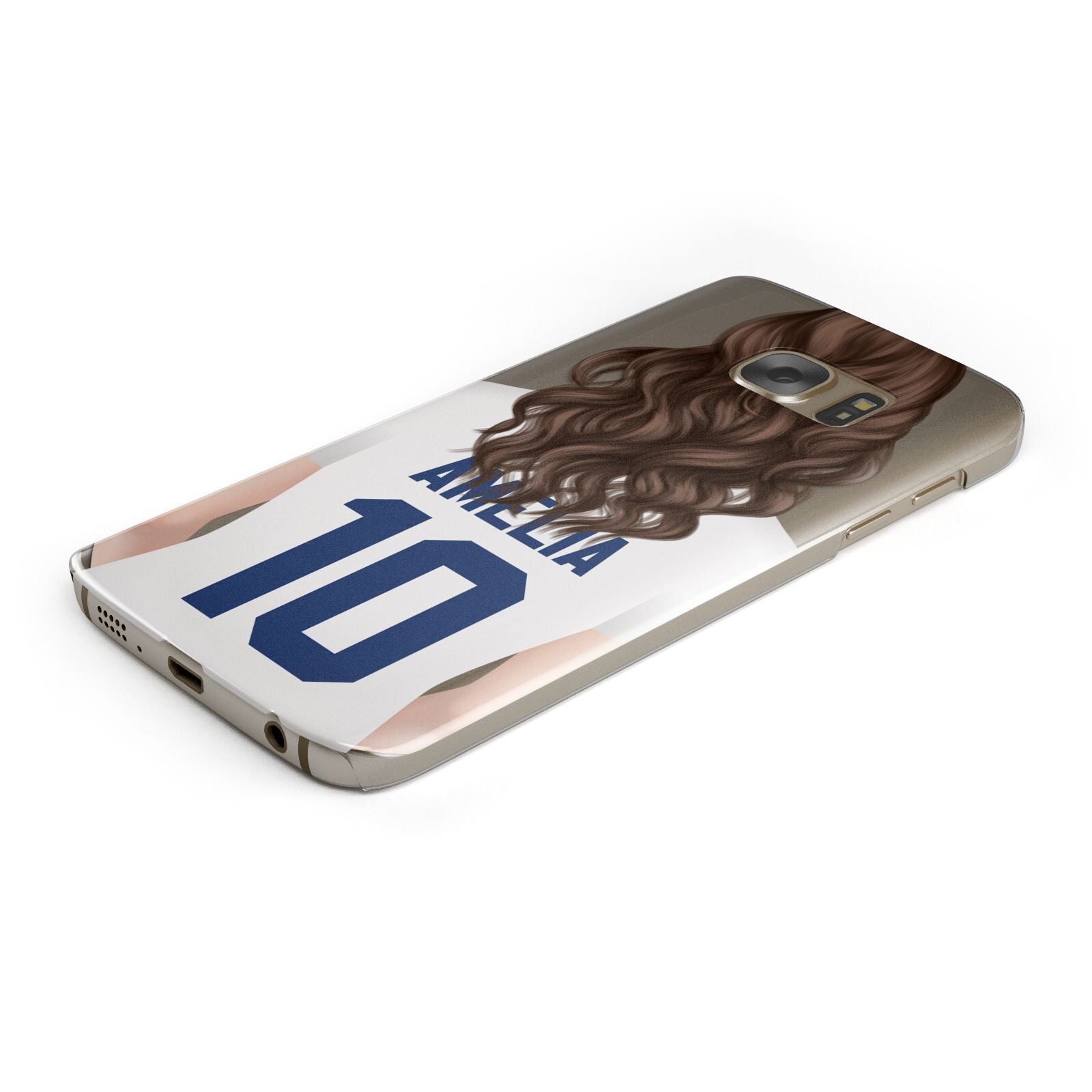 Womens Footballer Personalised Protective Samsung Galaxy Case Angled Image