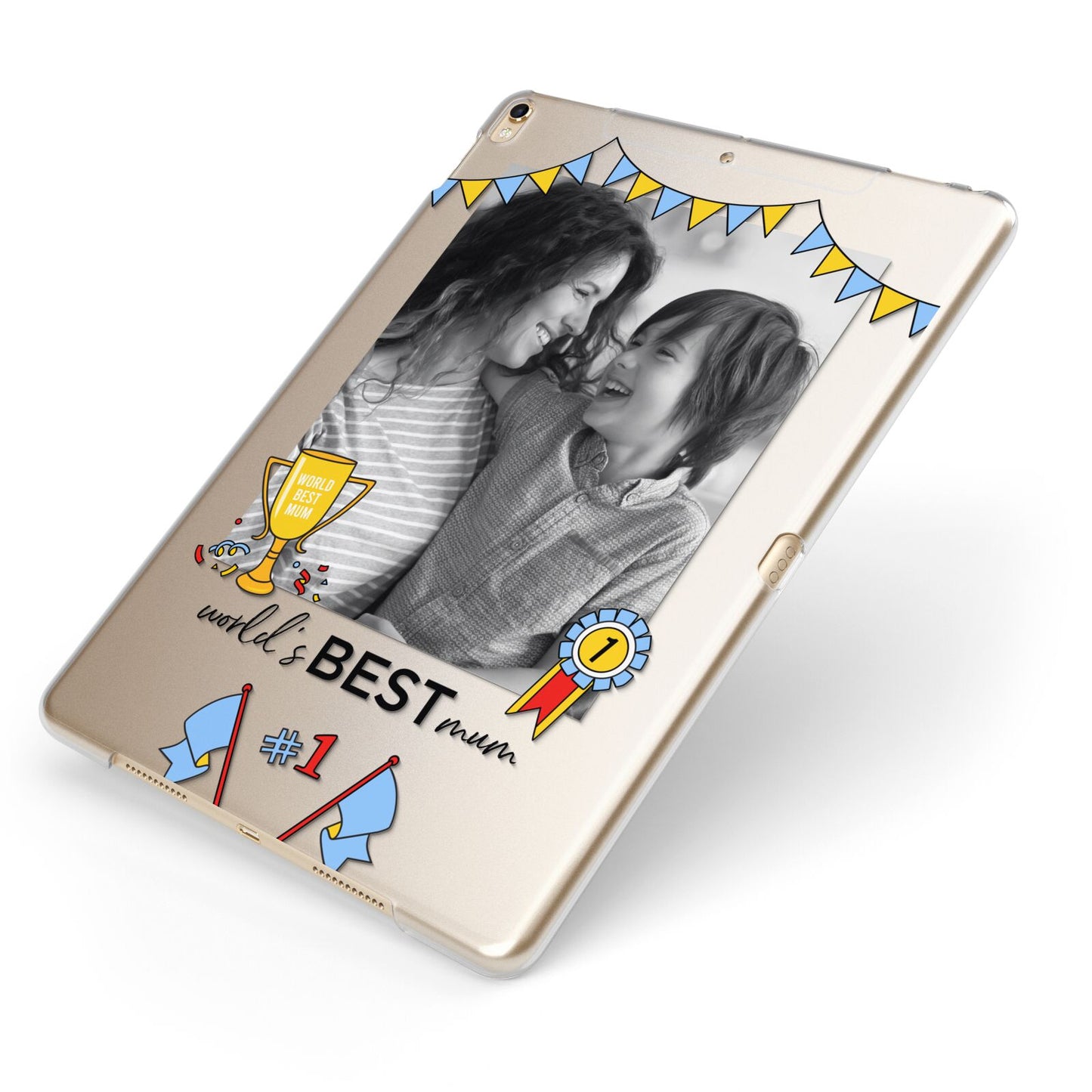 Worlds Best Mum Apple iPad Case on Gold iPad Side View