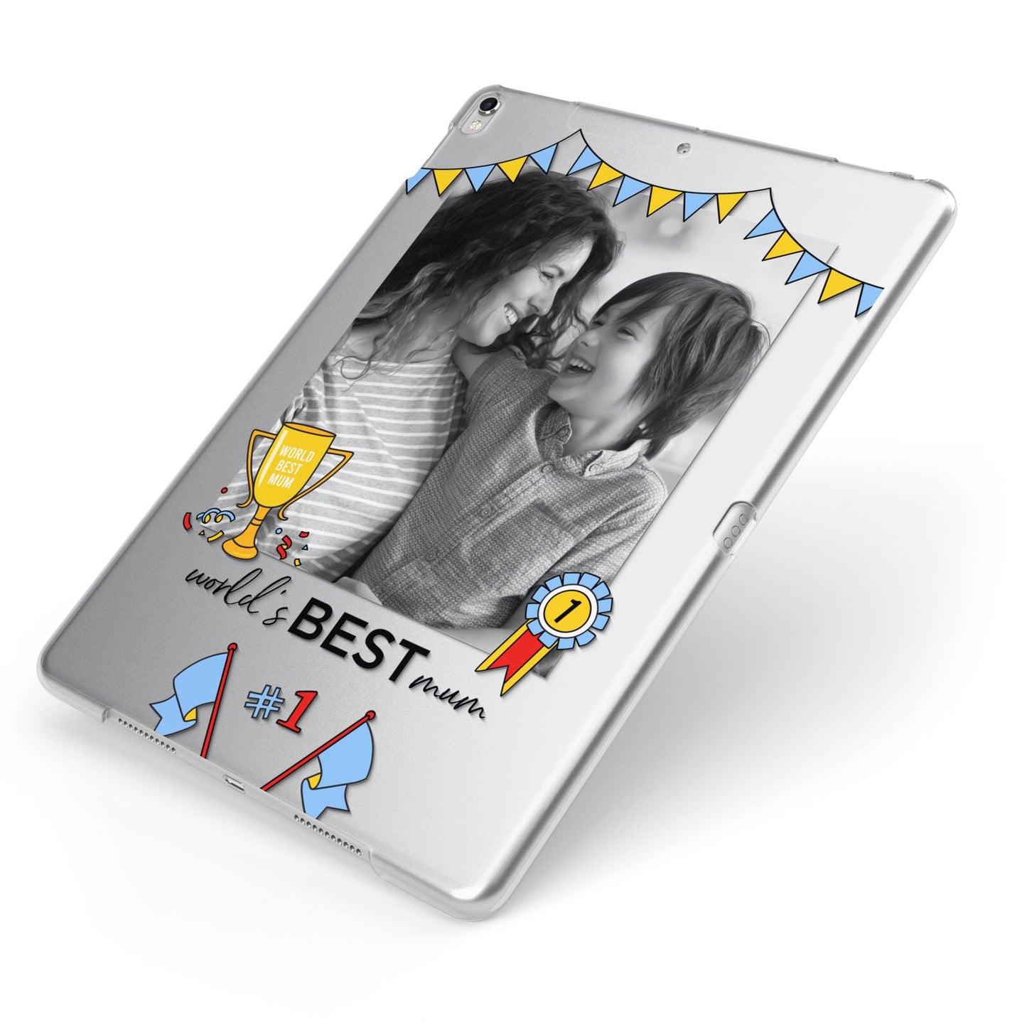 Worlds Best Mum Apple iPad Case on Silver iPad Side View