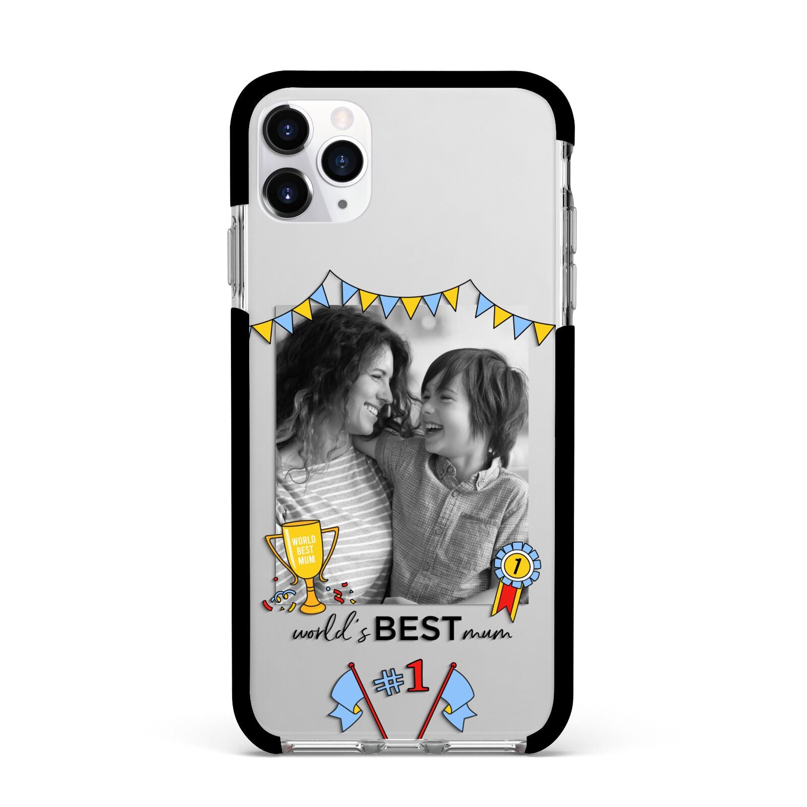 Worlds Best Mum Apple iPhone 11 Pro Max in Silver with Black Impact Case