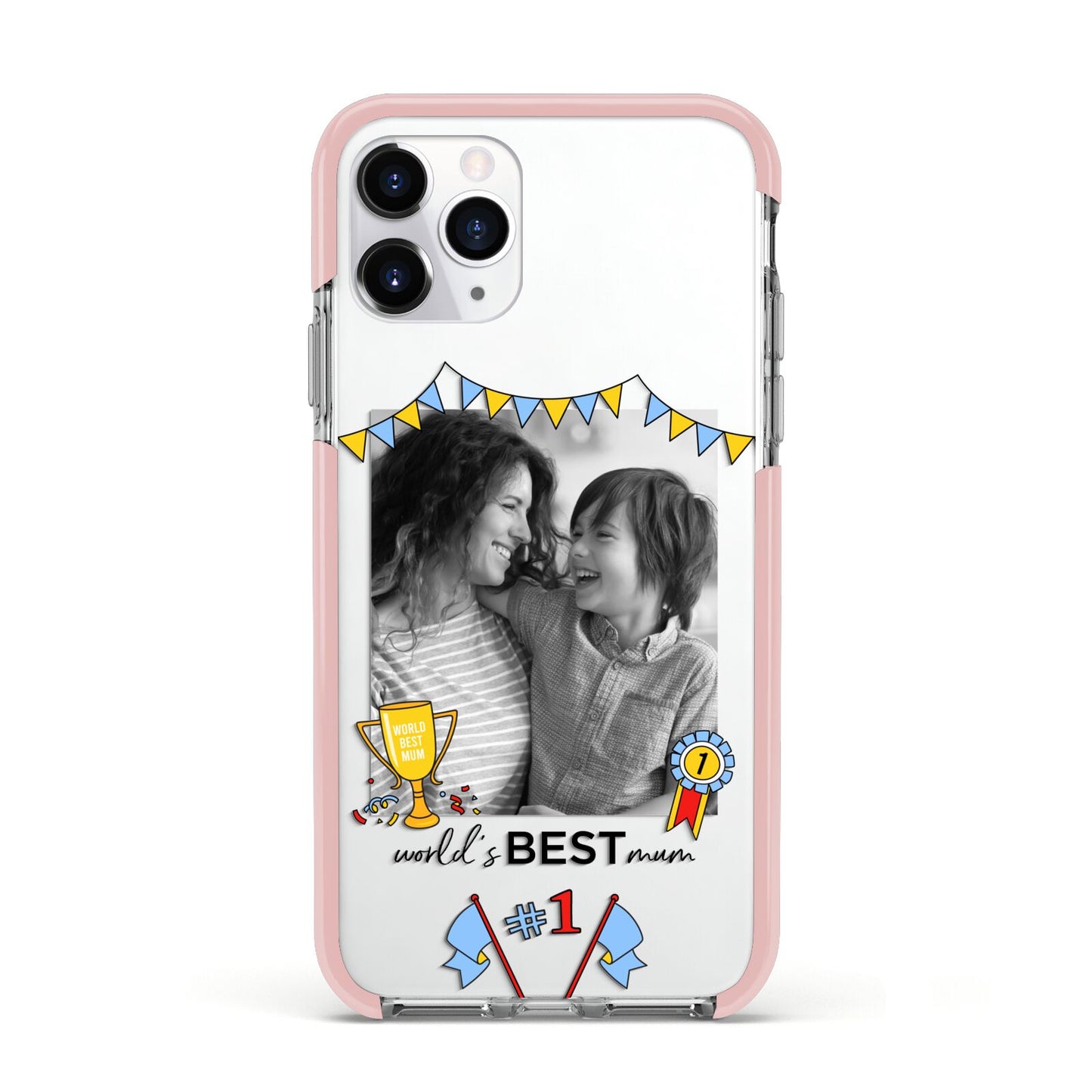 Worlds Best Mum Apple iPhone 11 Pro in Silver with Pink Impact Case