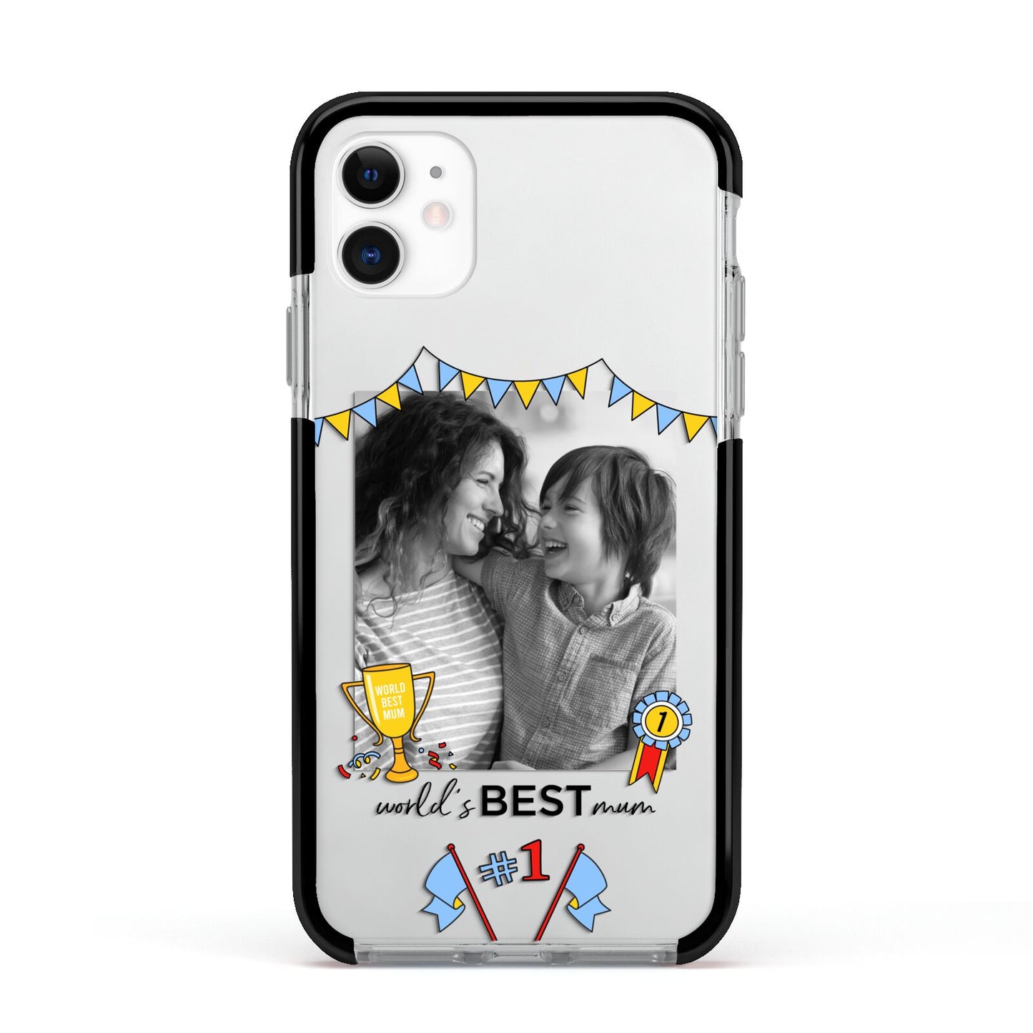 Worlds Best Mum Apple iPhone 11 in White with Black Impact Case