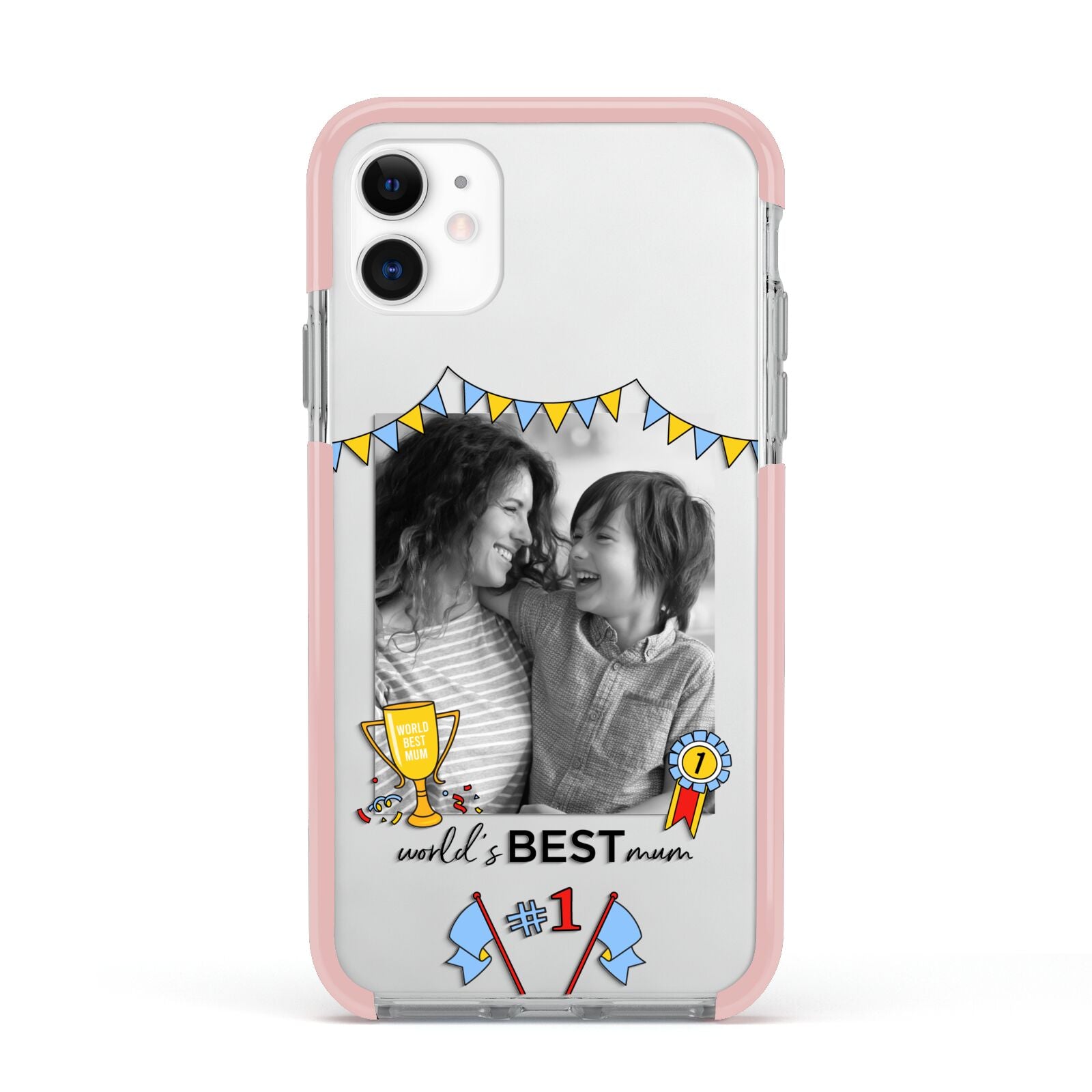 Worlds Best Mum Apple iPhone 11 in White with Pink Impact Case
