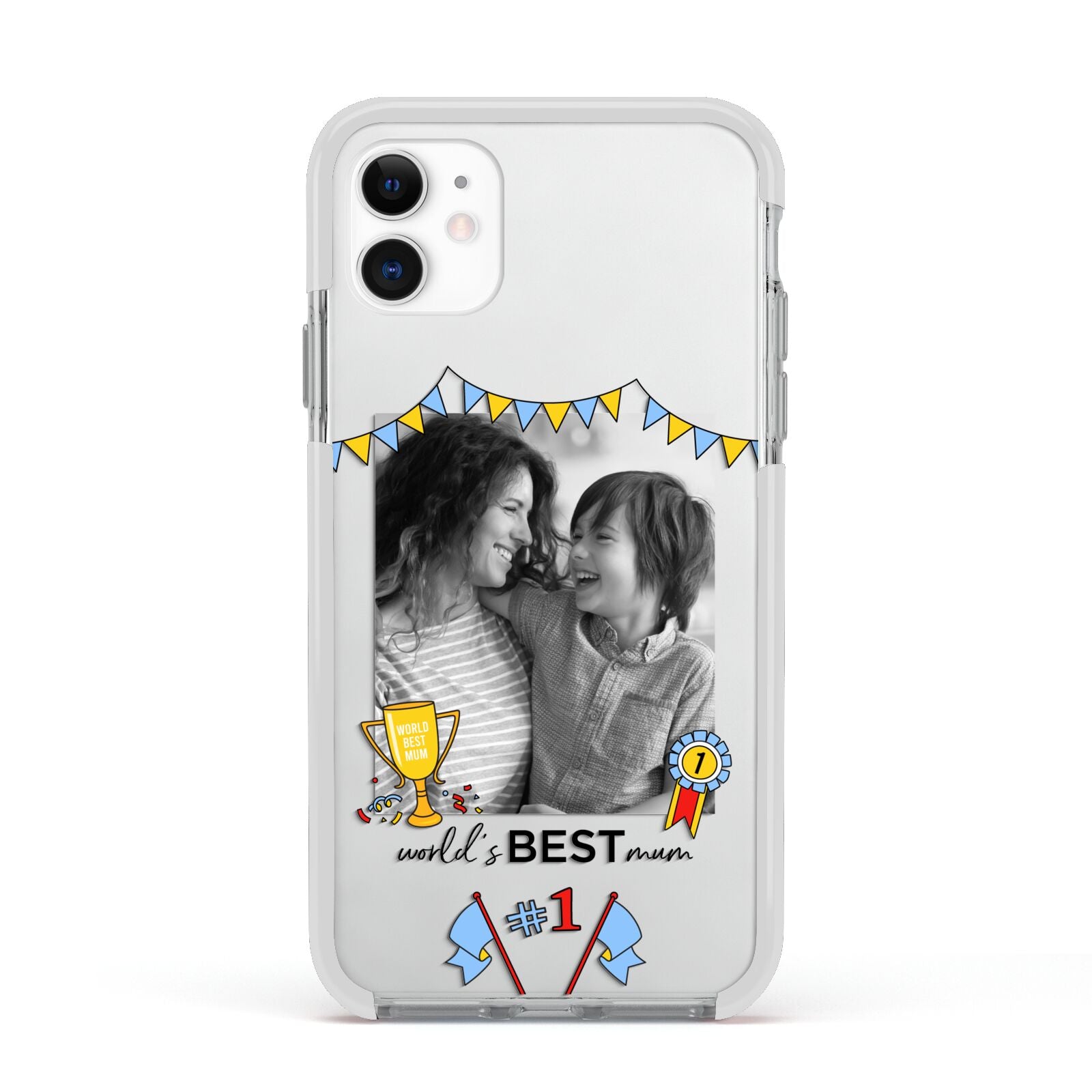 Worlds Best Mum Apple iPhone 11 in White with White Impact Case