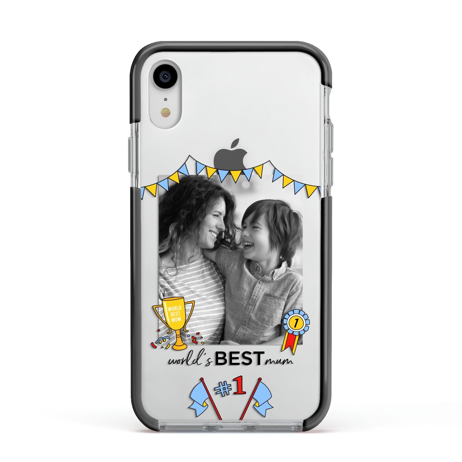 Worlds Best Mum Apple iPhone XR Impact Case Black Edge on Silver Phone