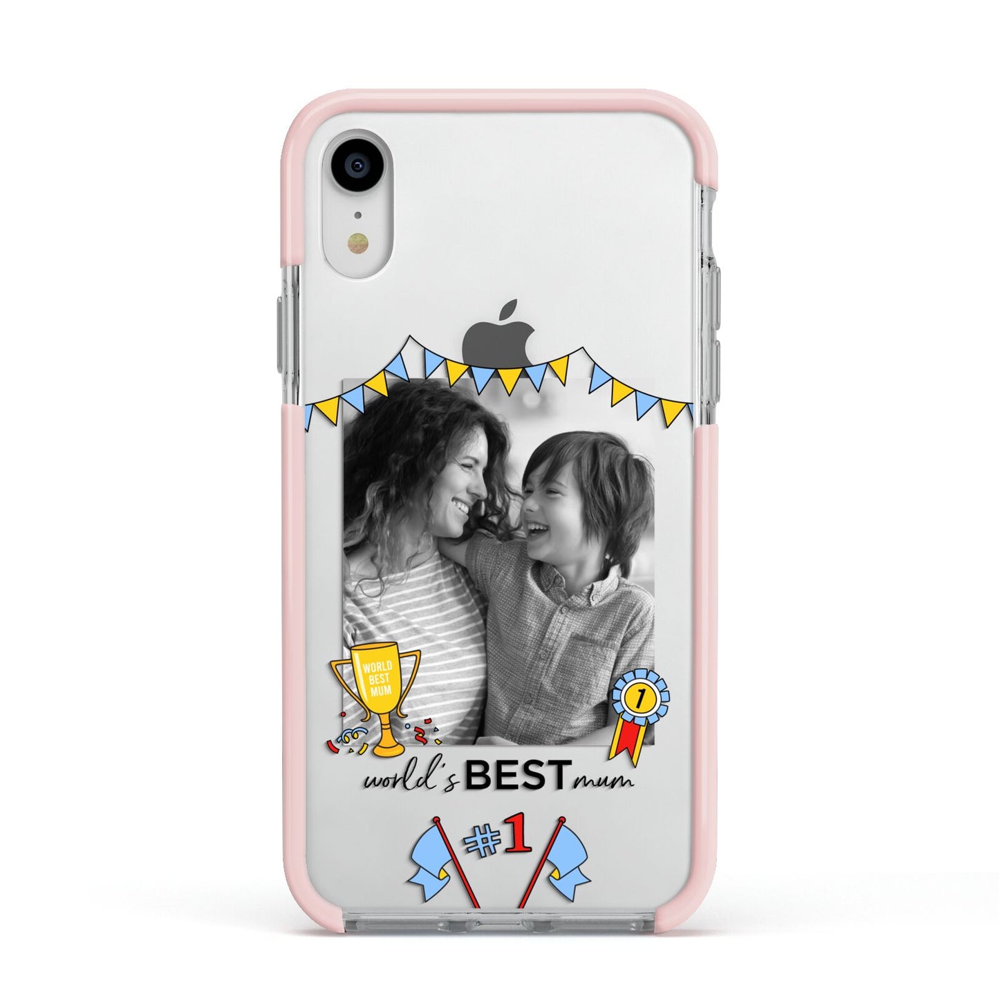 Worlds Best Mum Apple iPhone XR Impact Case Pink Edge on Silver Phone