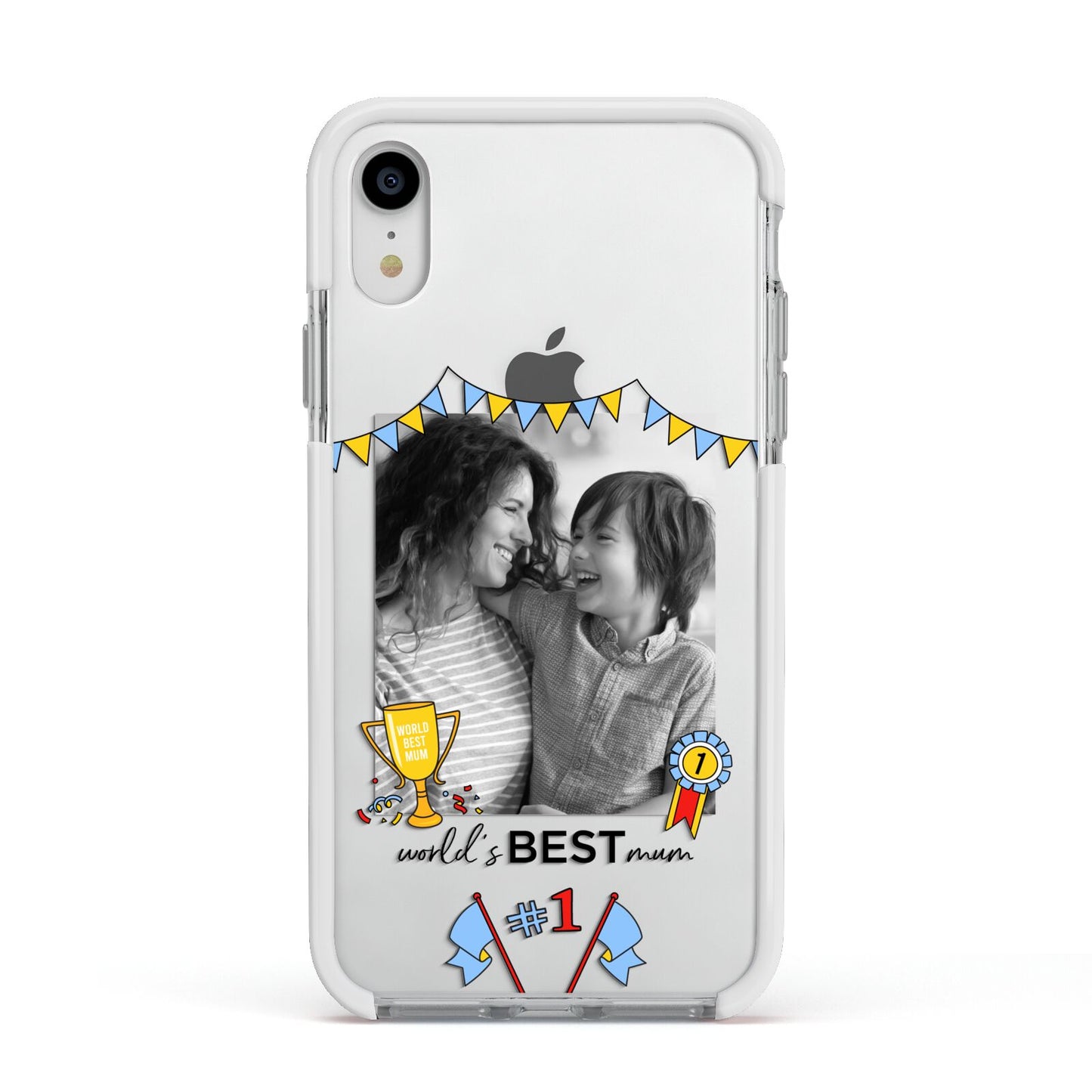 Worlds Best Mum Apple iPhone XR Impact Case White Edge on Silver Phone