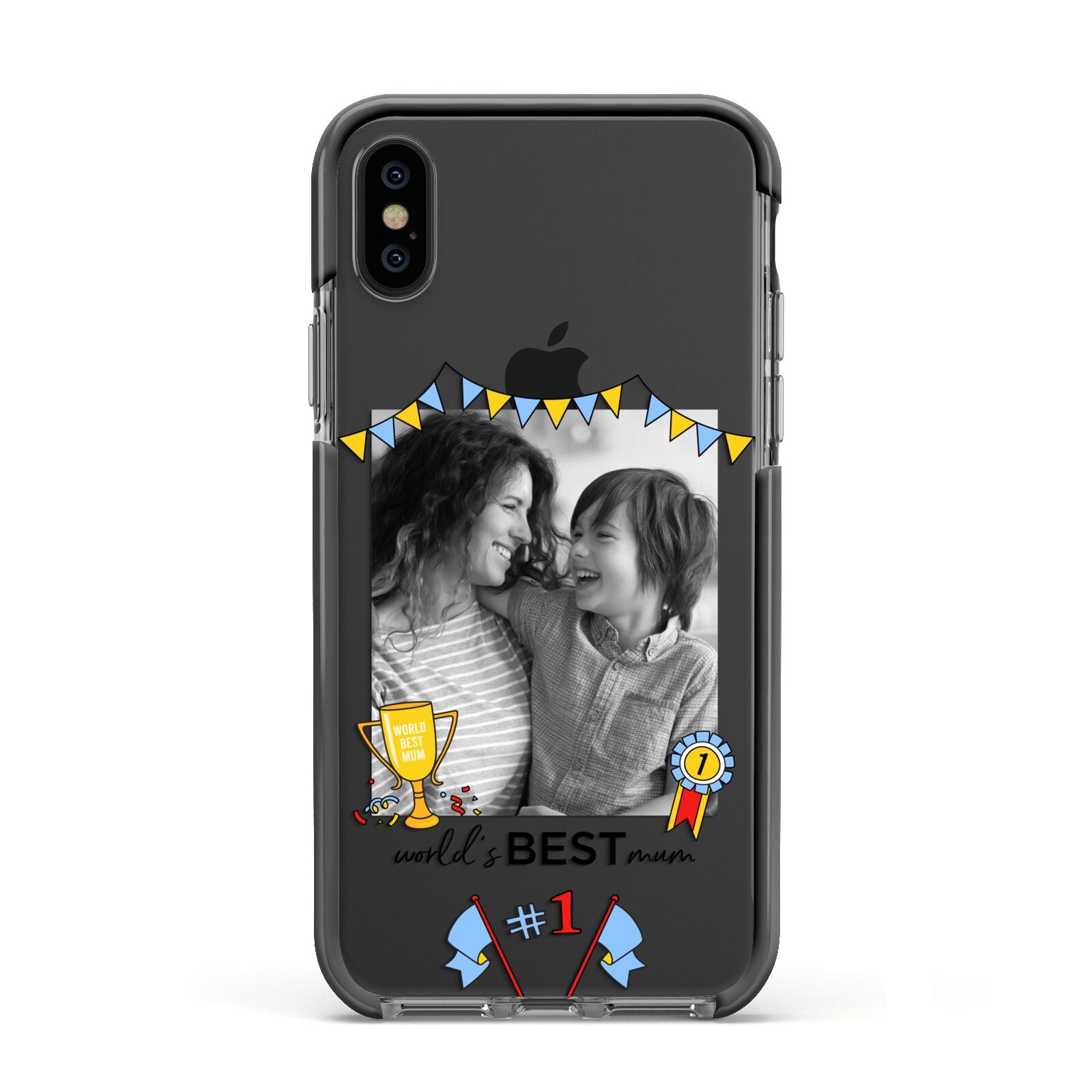 Worlds Best Mum Apple iPhone Xs Impact Case Black Edge on Black Phone