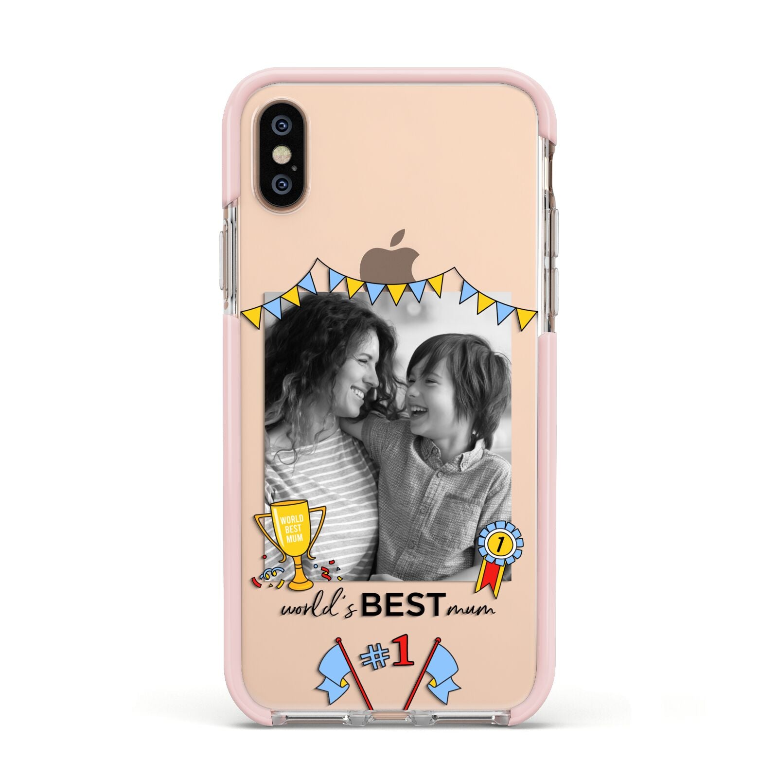 Worlds Best Mum Apple iPhone Xs Impact Case Pink Edge on Gold Phone