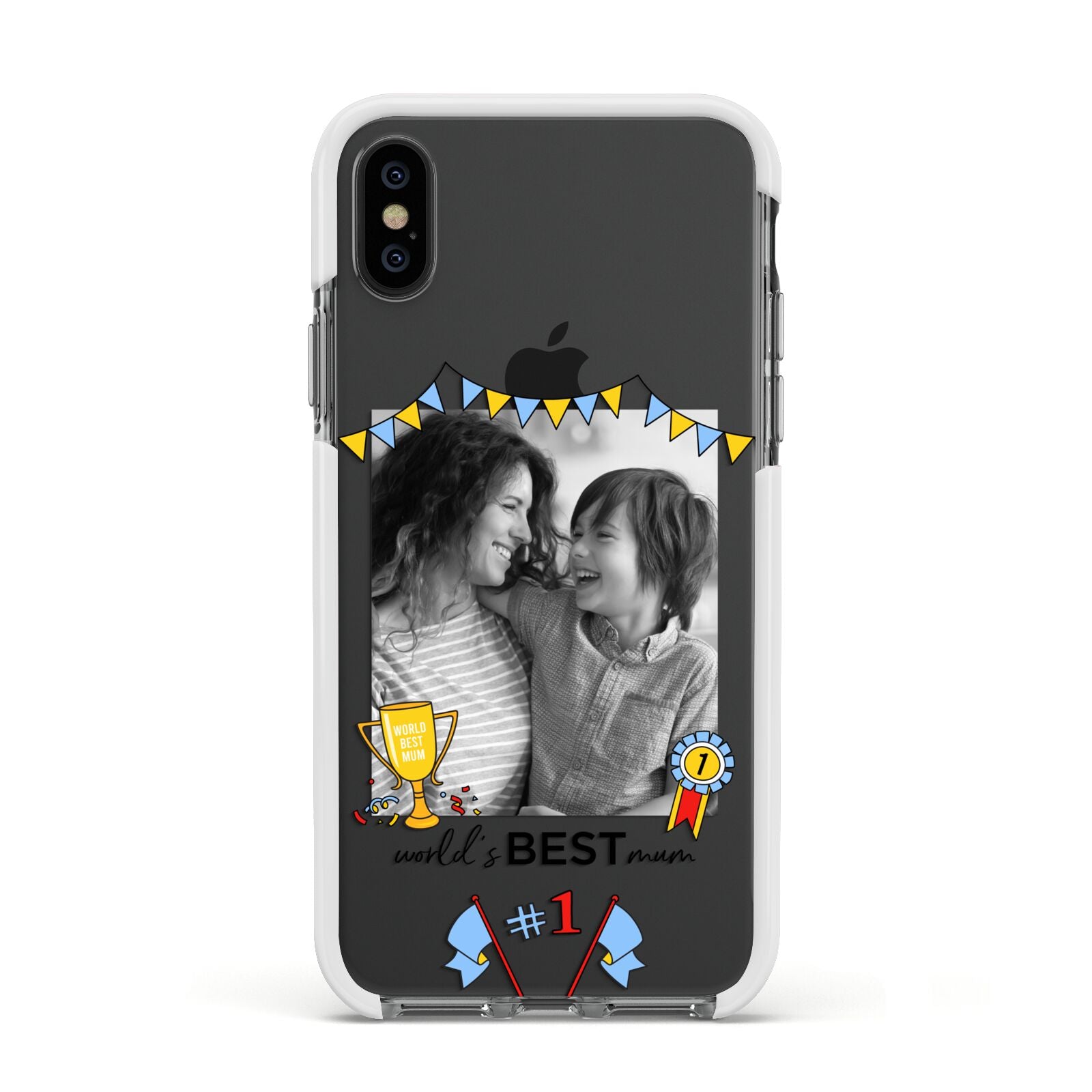 Worlds Best Mum Apple iPhone Xs Impact Case White Edge on Black Phone