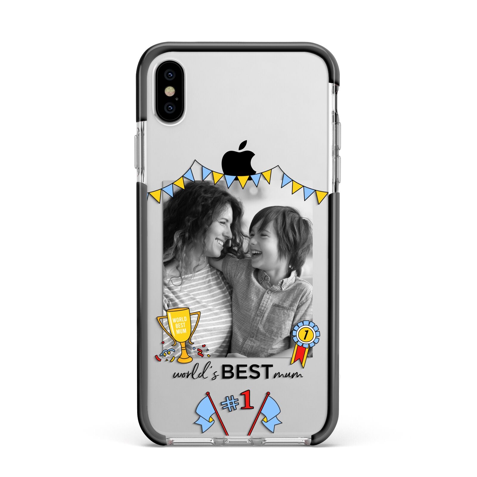 Worlds Best Mum Apple iPhone Xs Max Impact Case Black Edge on Silver Phone