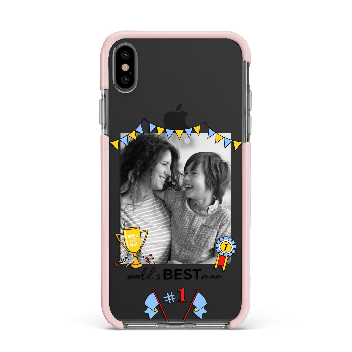 Worlds Best Mum Apple iPhone Xs Max Impact Case Pink Edge on Black Phone