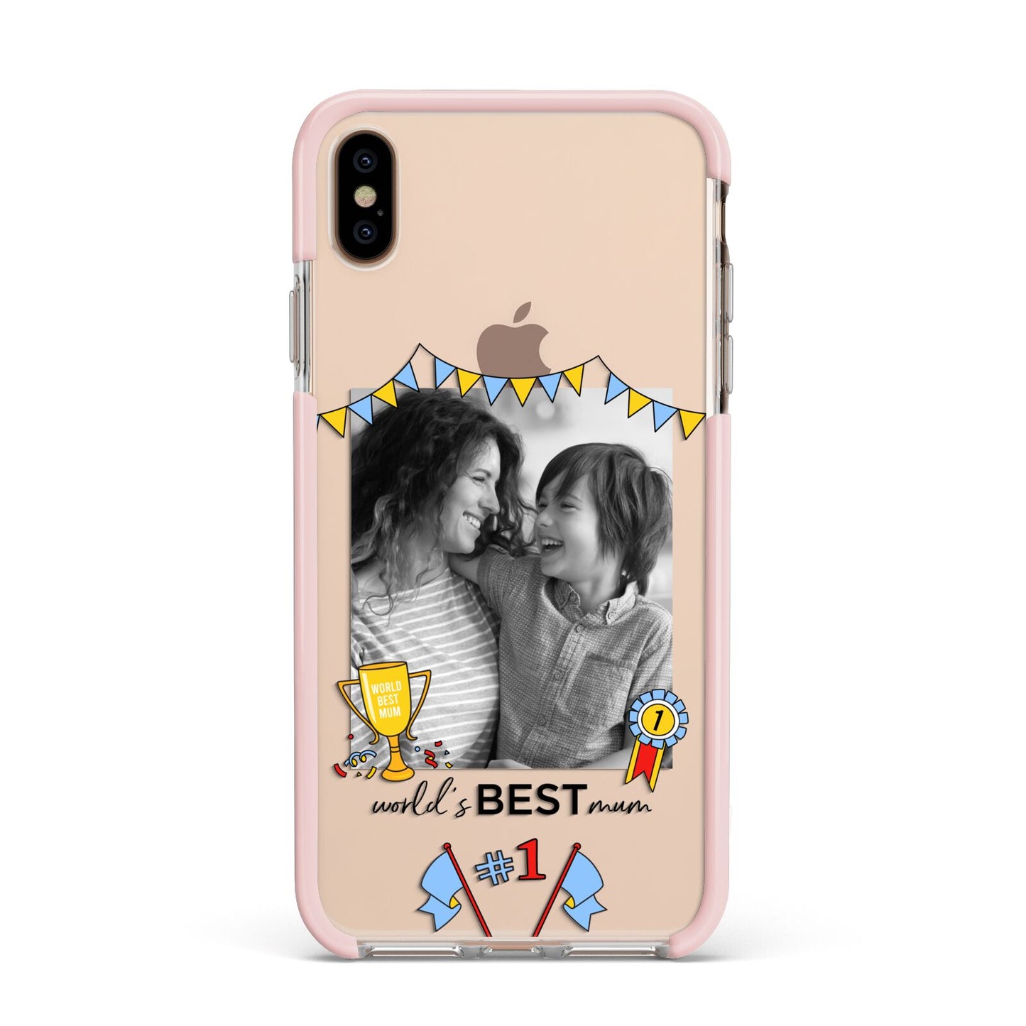 Worlds Best Mum Apple iPhone Xs Max Impact Case Pink Edge on Gold Phone