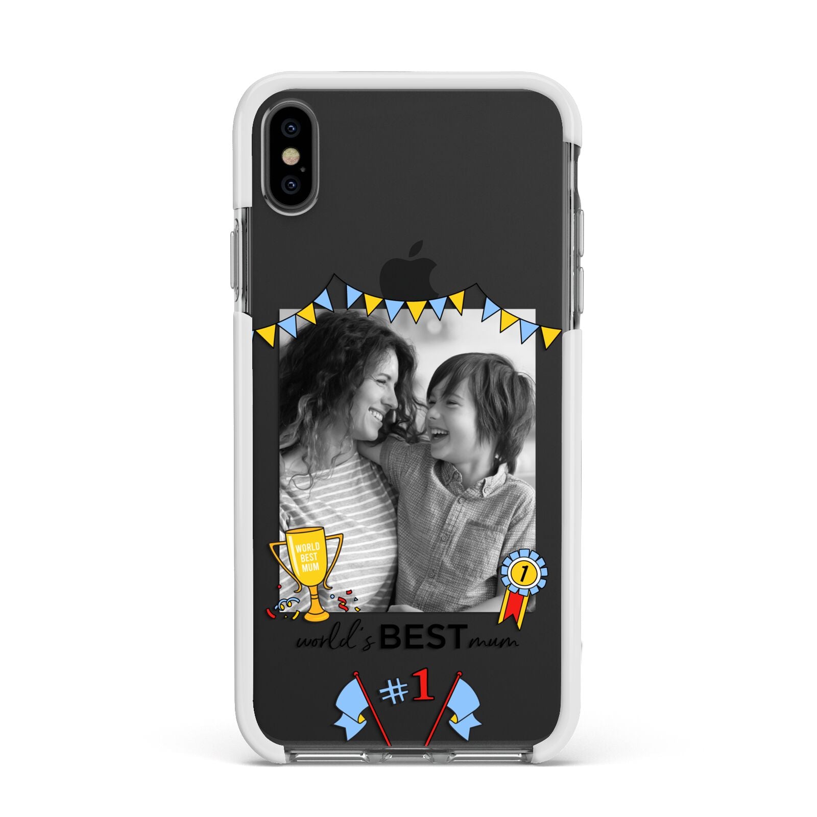 Worlds Best Mum Apple iPhone Xs Max Impact Case White Edge on Black Phone