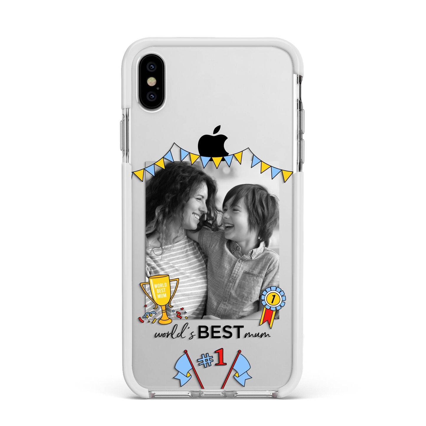 Worlds Best Mum Apple iPhone Xs Max Impact Case White Edge on Silver Phone