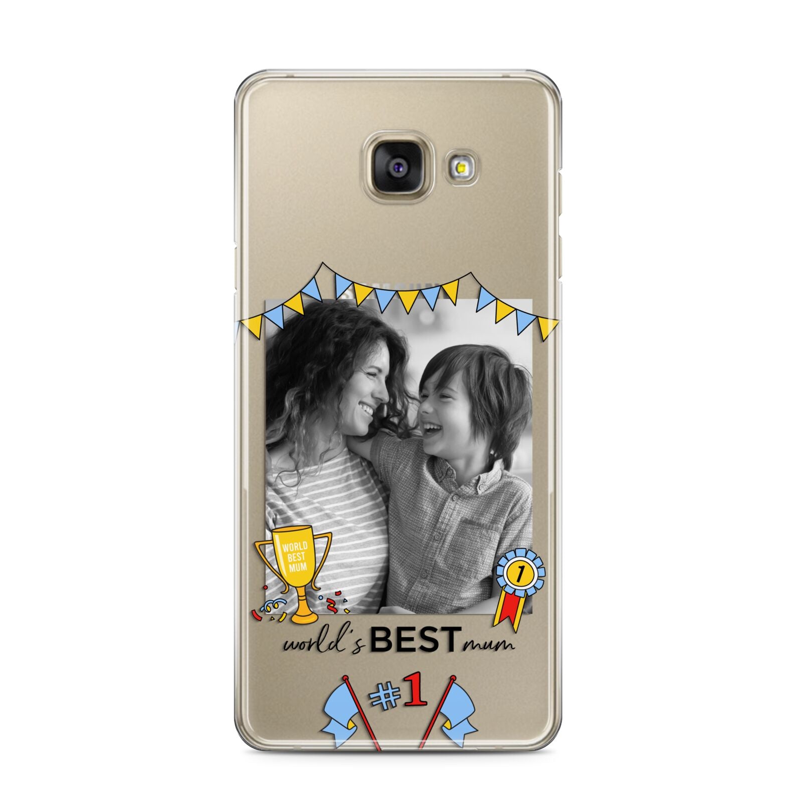 Worlds Best Mum Samsung Galaxy A3 2016 Case on gold phone