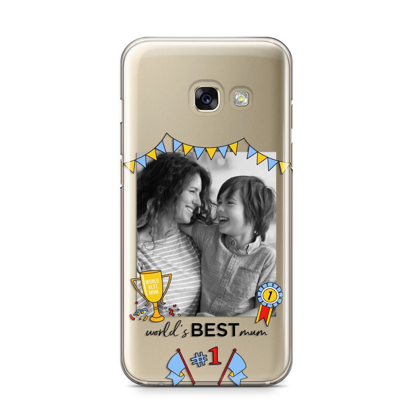 Worlds Best Mum Samsung Galaxy A3 2017 Case on gold phone