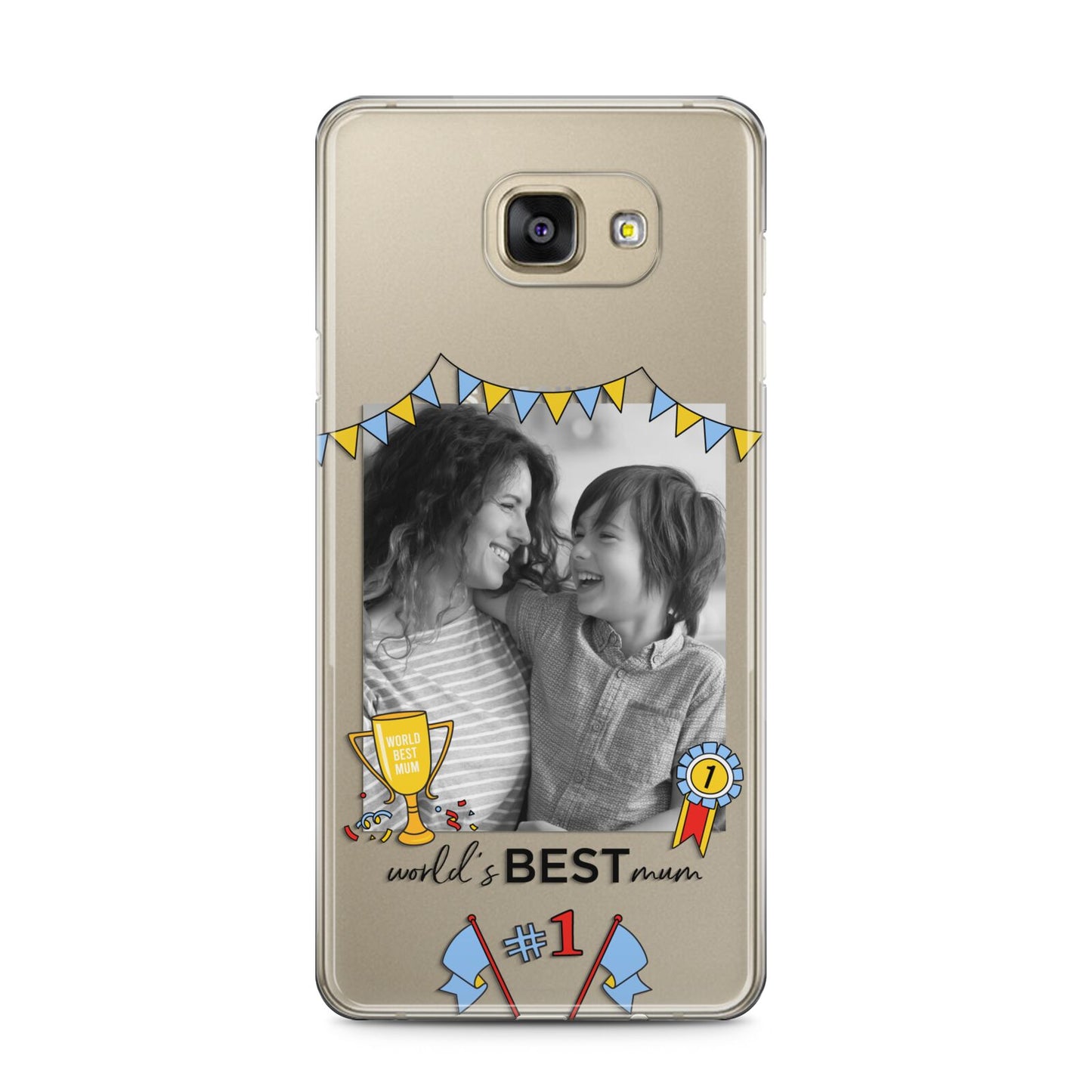 Worlds Best Mum Samsung Galaxy A5 2016 Case on gold phone