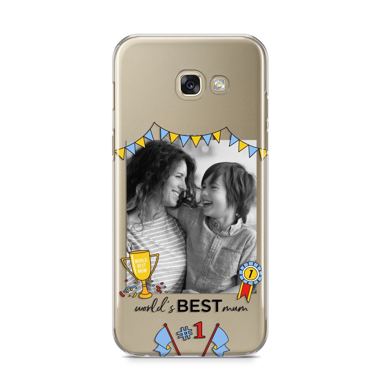 Worlds Best Mum Samsung Galaxy A5 2017 Case on gold phone