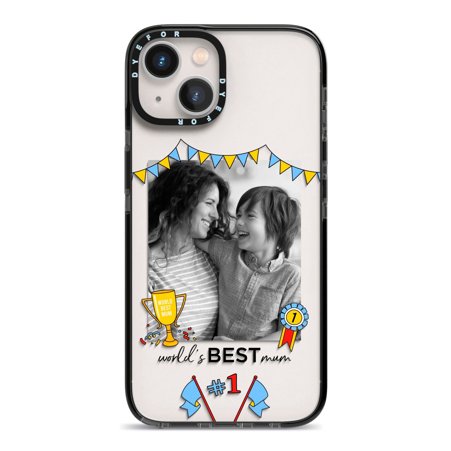 Worlds Best Mum iPhone 13 Black Impact Case on Silver phone