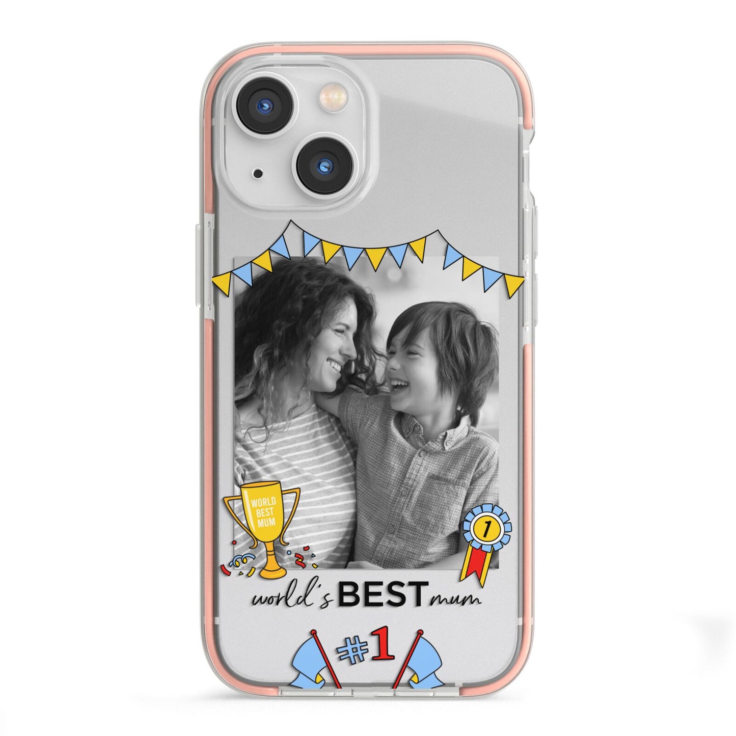 Worlds Best Mum iPhone 13 Mini TPU Impact Case with Pink Edges