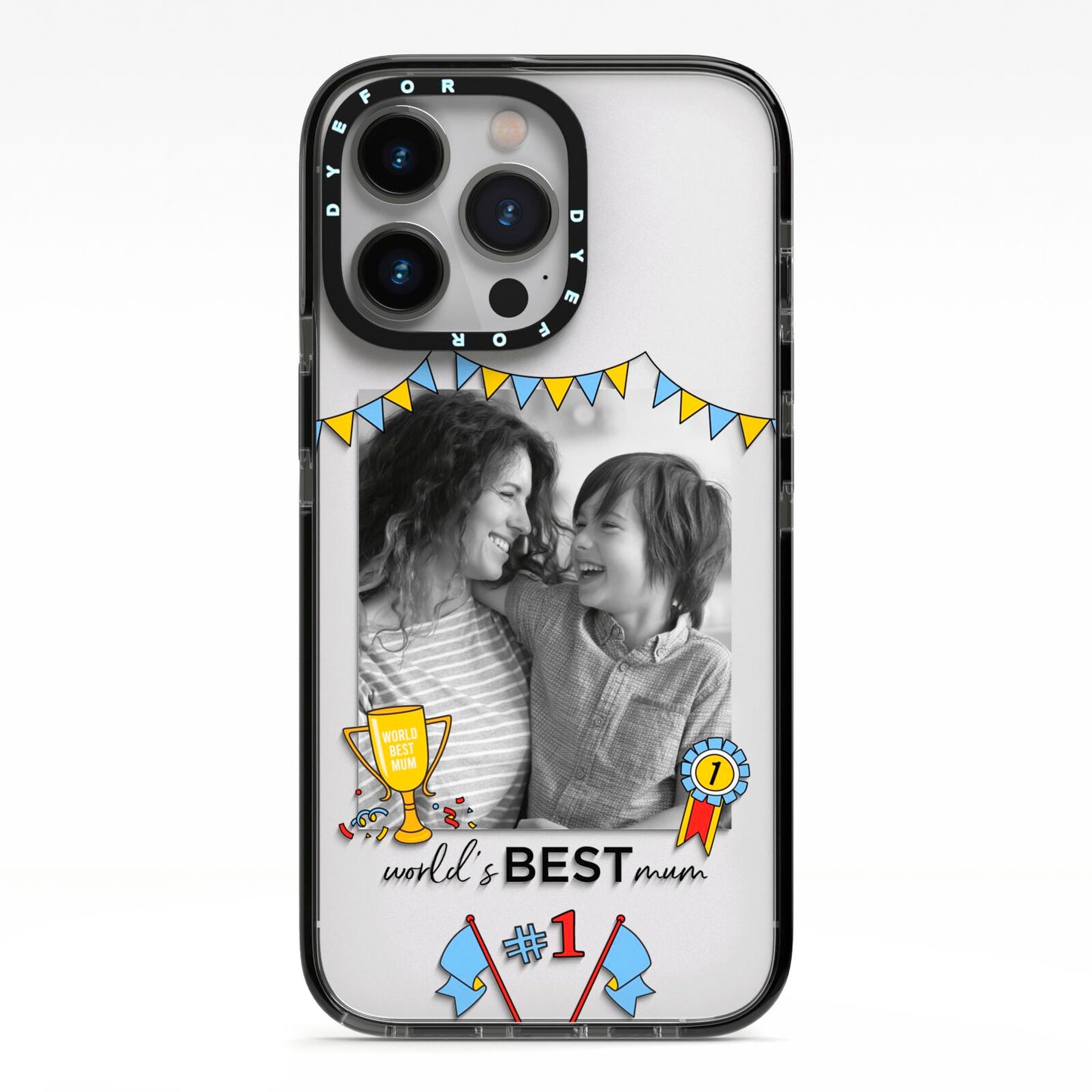 Worlds Best Mum iPhone 13 Pro Black Impact Case on Silver phone