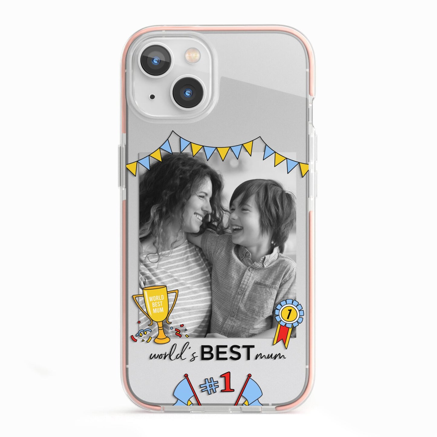 Worlds Best Mum iPhone 13 TPU Impact Case with Pink Edges