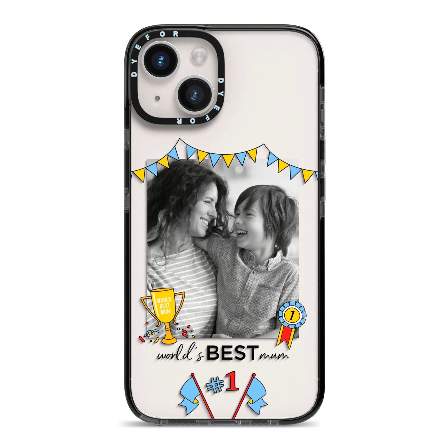 Worlds Best Mum iPhone 14 Black Impact Case on Silver phone