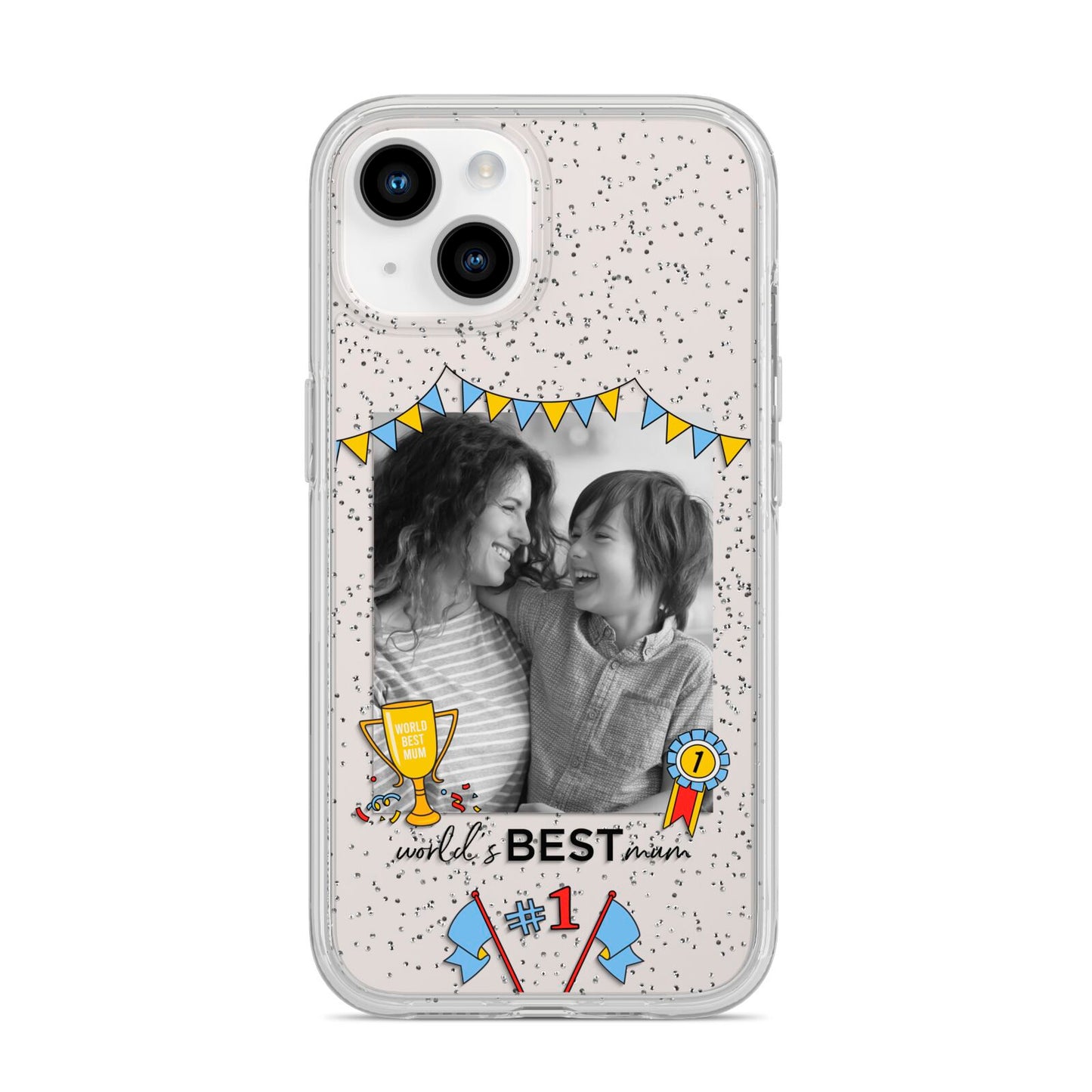 Worlds Best Mum iPhone 14 Glitter Tough Case Starlight