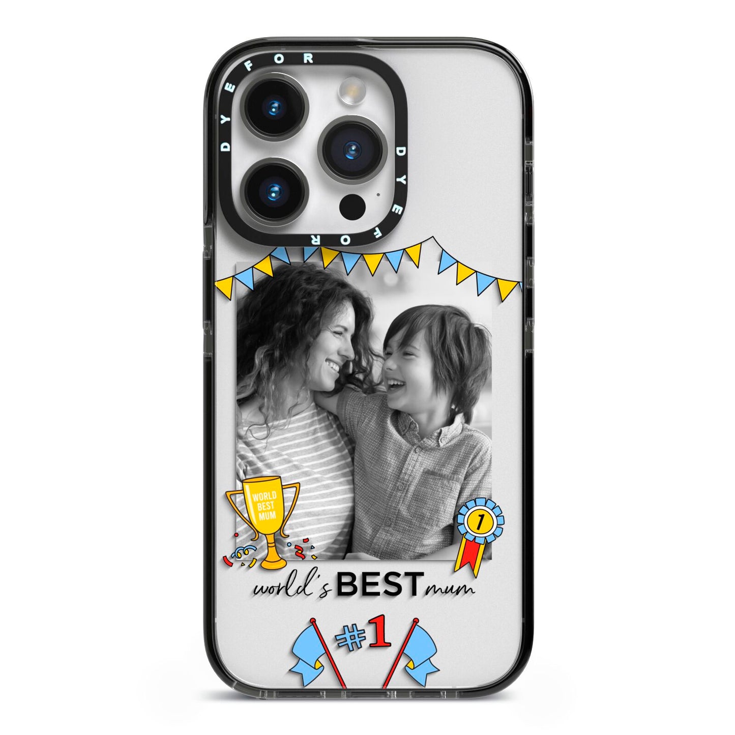 Worlds Best Mum iPhone 14 Pro Black Impact Case on Silver phone