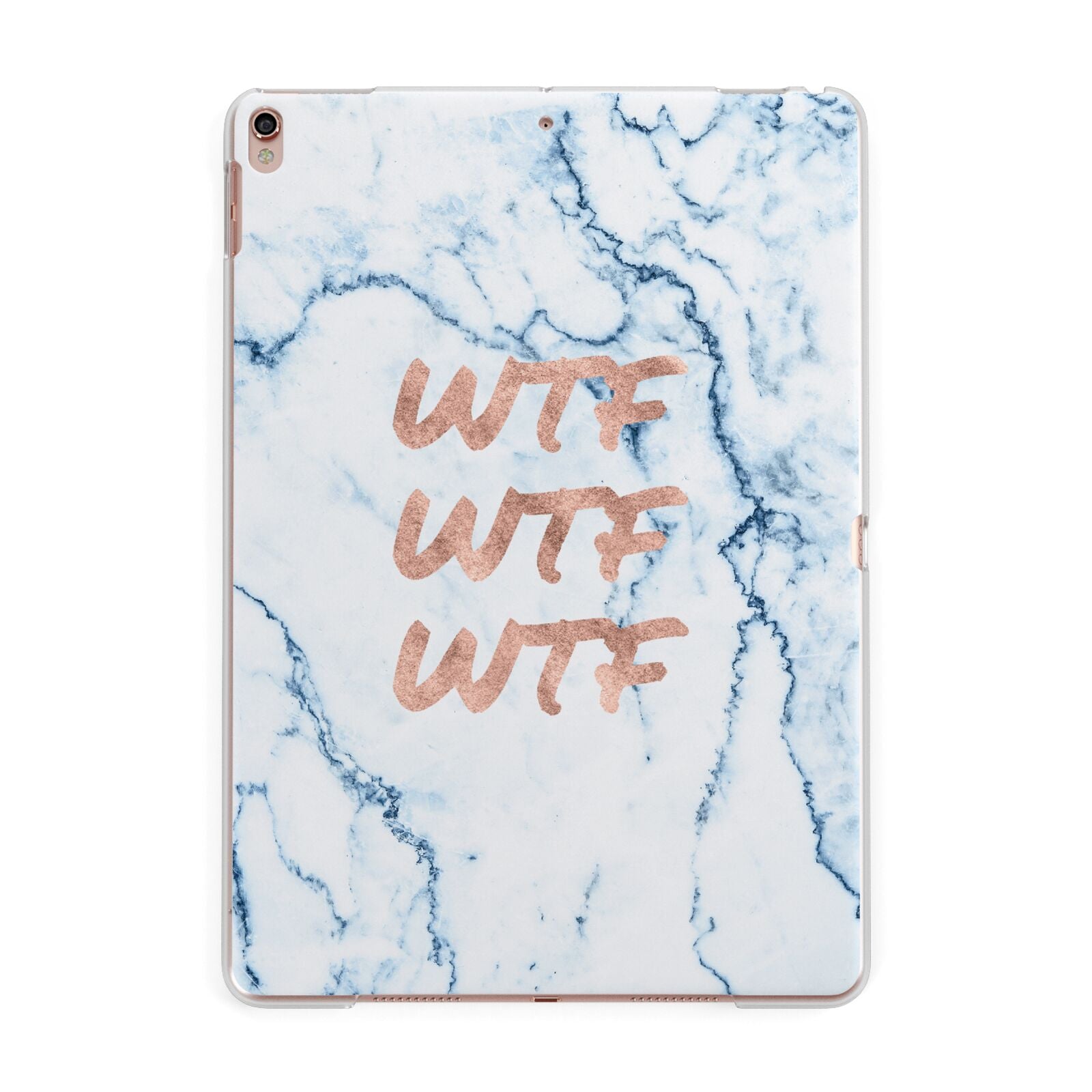 Wtf Rose Gold Blue Marble Effect Apple iPad Rose Gold Case