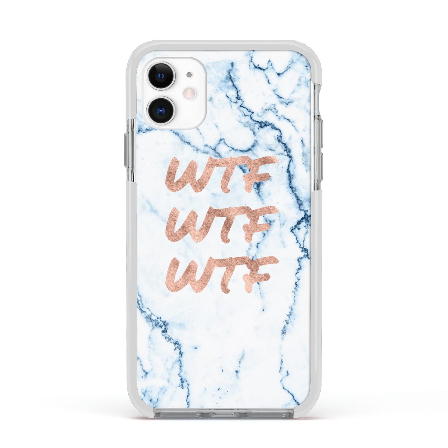 Wtf Rose Gold Blue Marble Effect Apple iPhone 11 in White with White Impact Case