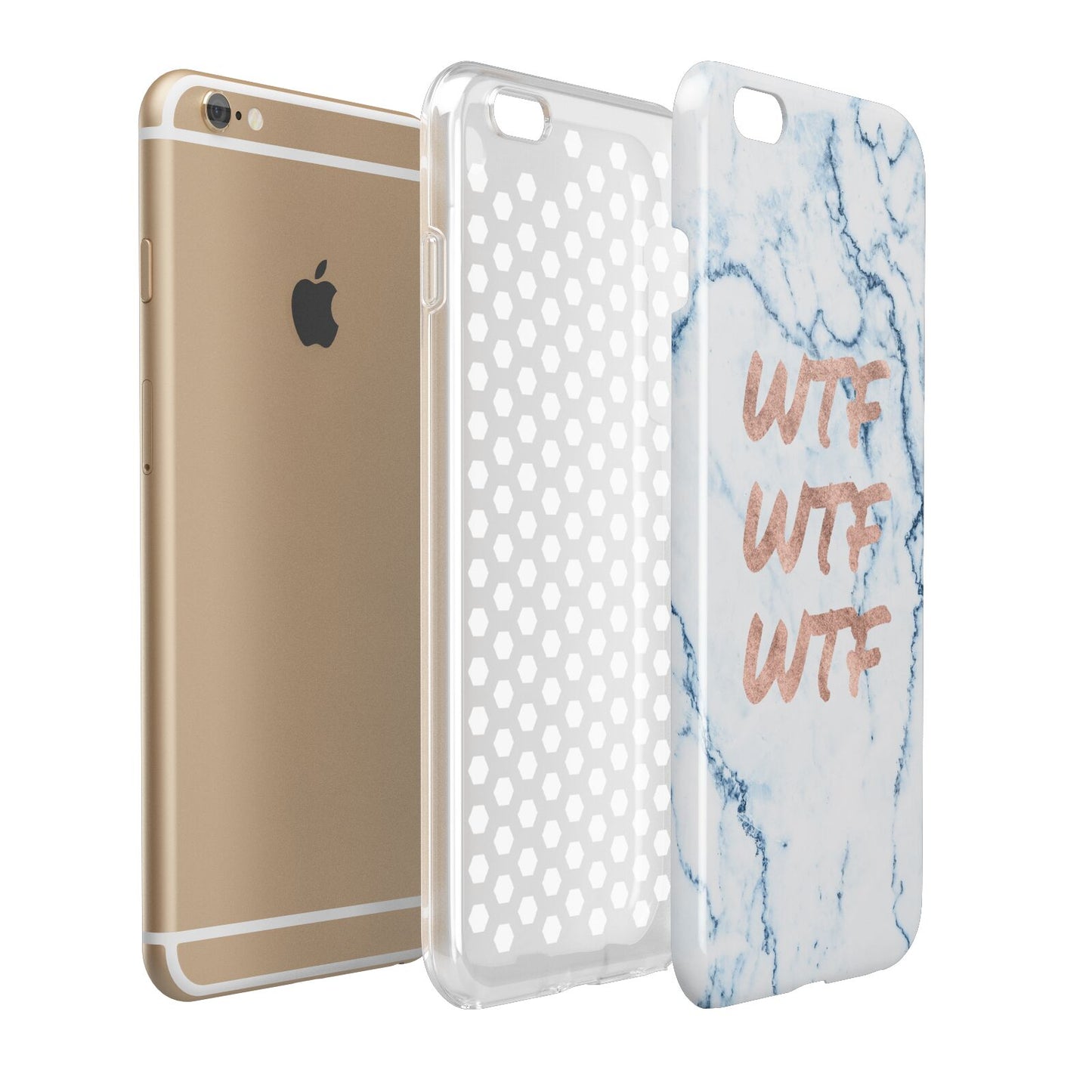 Wtf Rose Gold Blue Marble Effect Apple iPhone 6 Plus 3D Tough Case Expand Detail Image