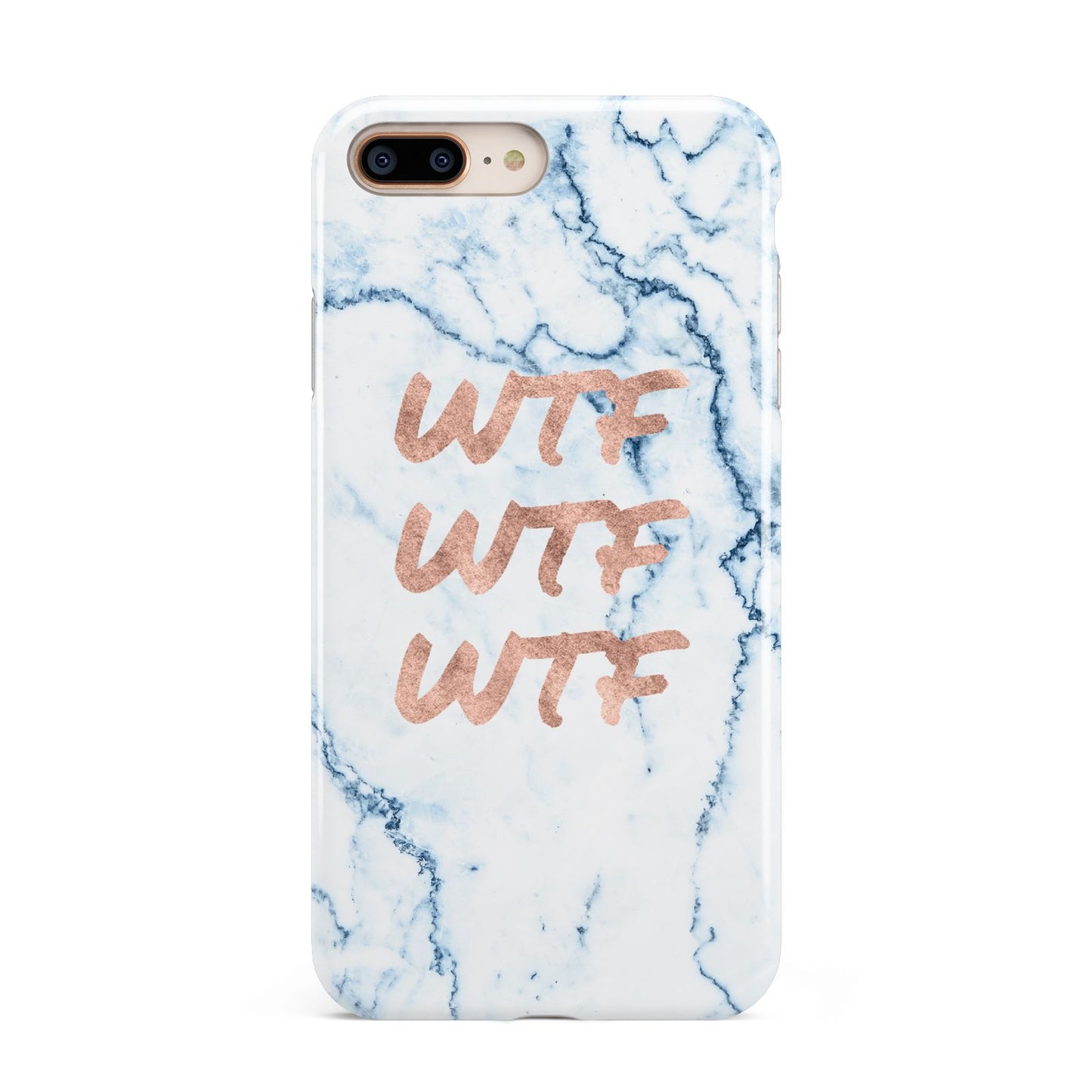 Wtf Rose Gold Blue Marble Effect Apple iPhone 7 8 Plus 3D Tough Case