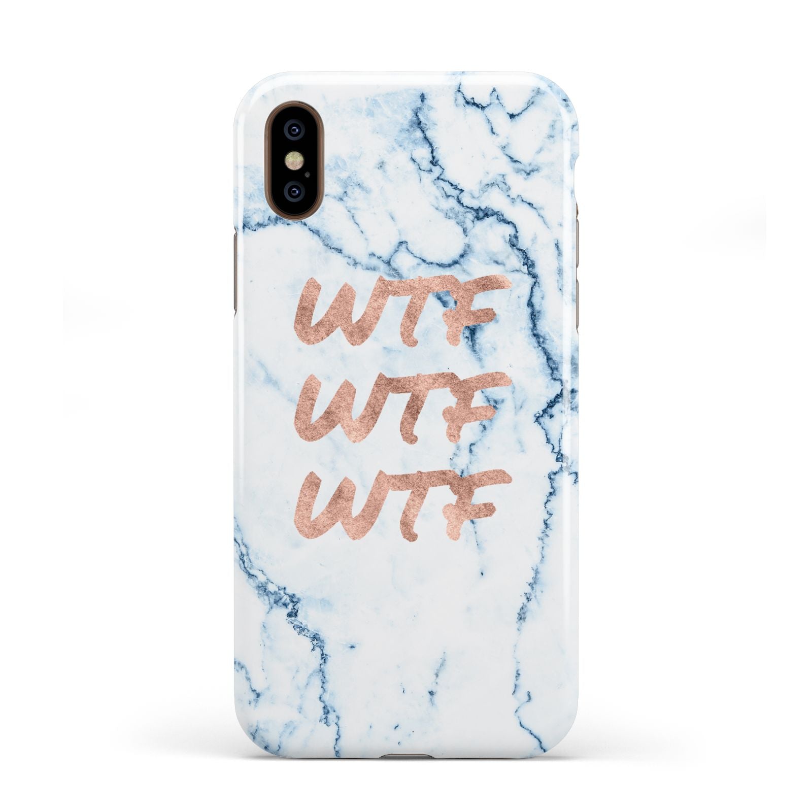 Wtf Rose Gold Blue Marble Effect Apple iPhone XS 3D Tough